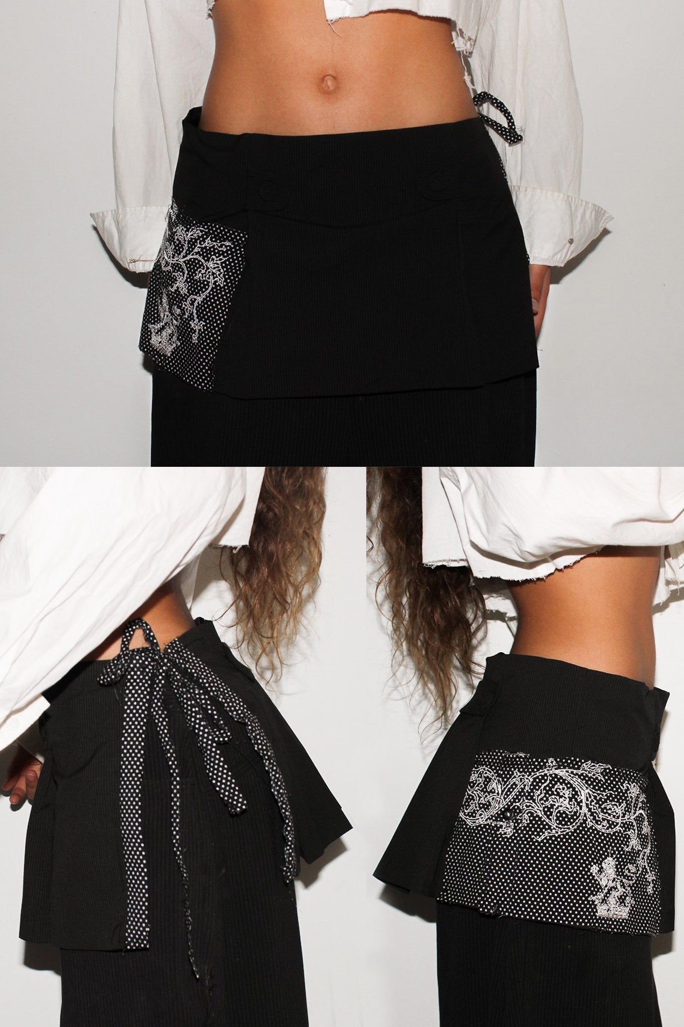 no consensus polka dot tie skirt black.