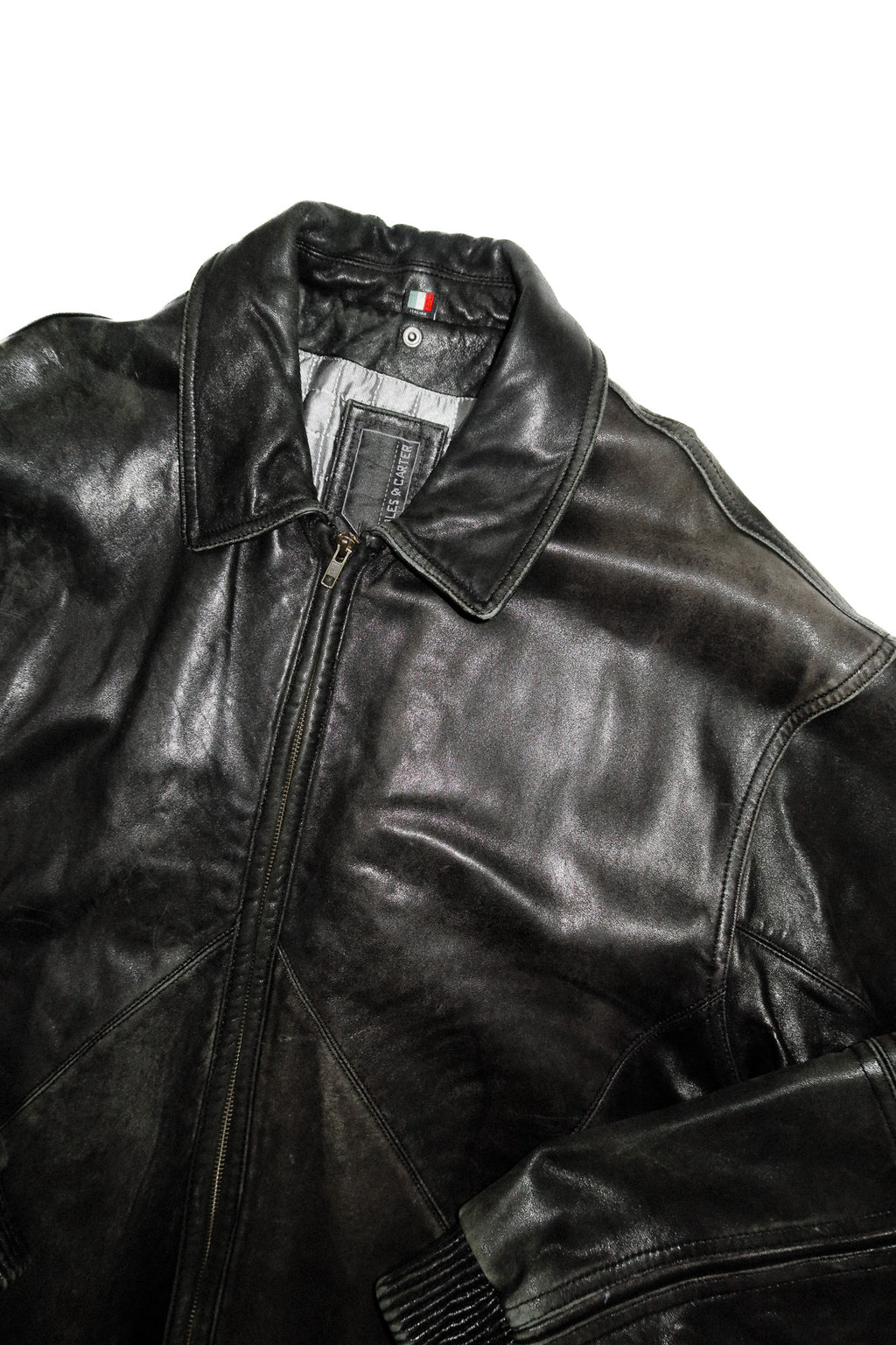 knoles & carter lamb skin leather jacket black.