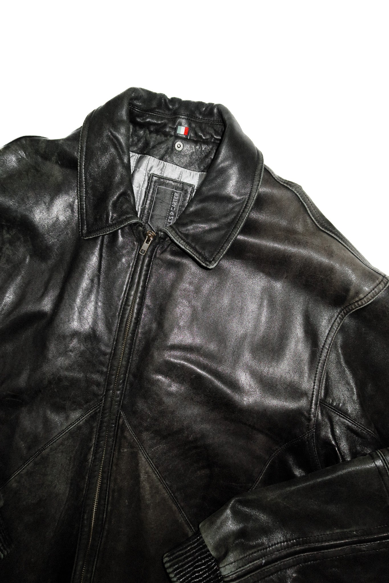 knoles & carter lamb skin leather jacket black.