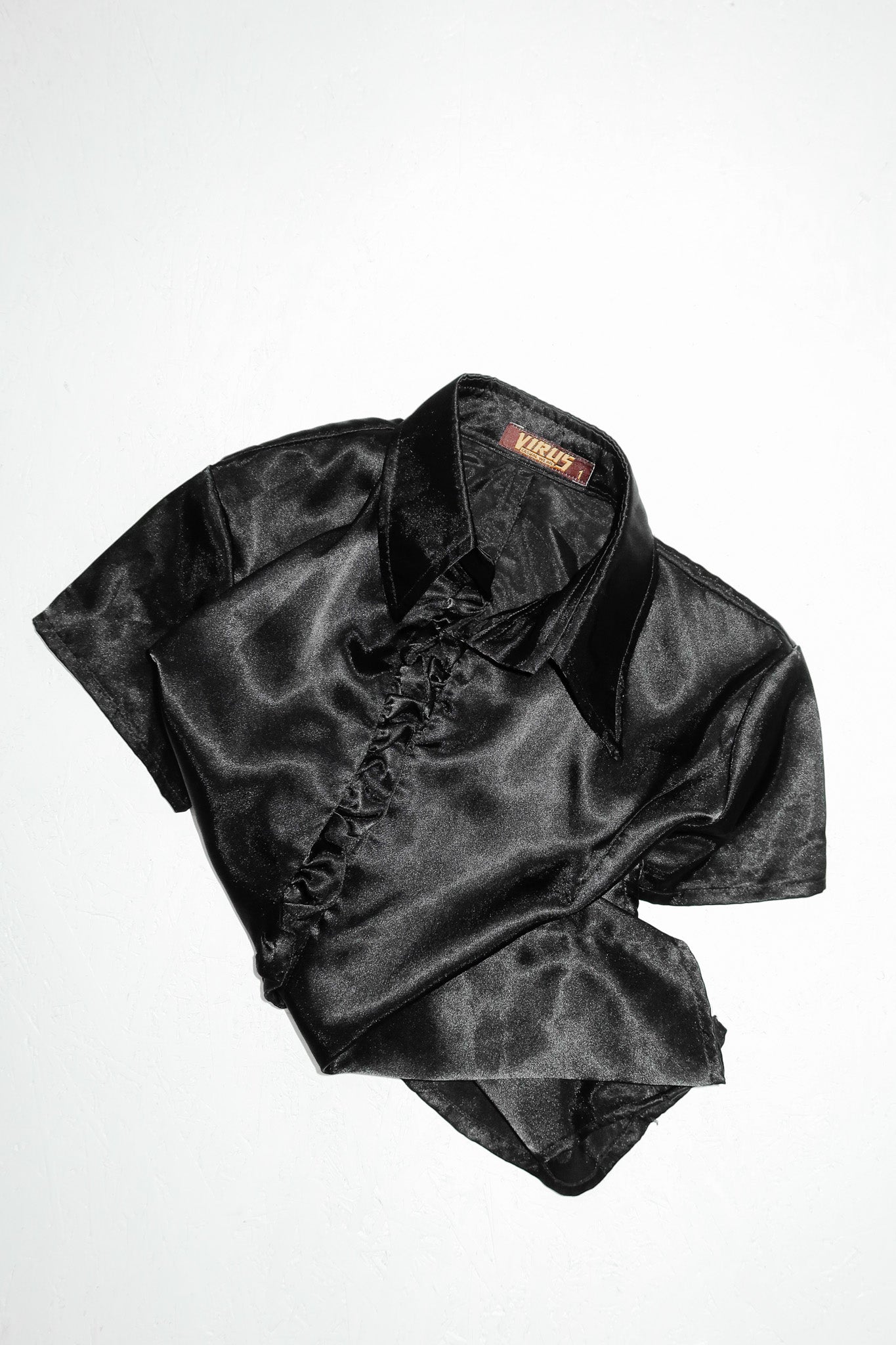 virus casual wear satin blouse black.