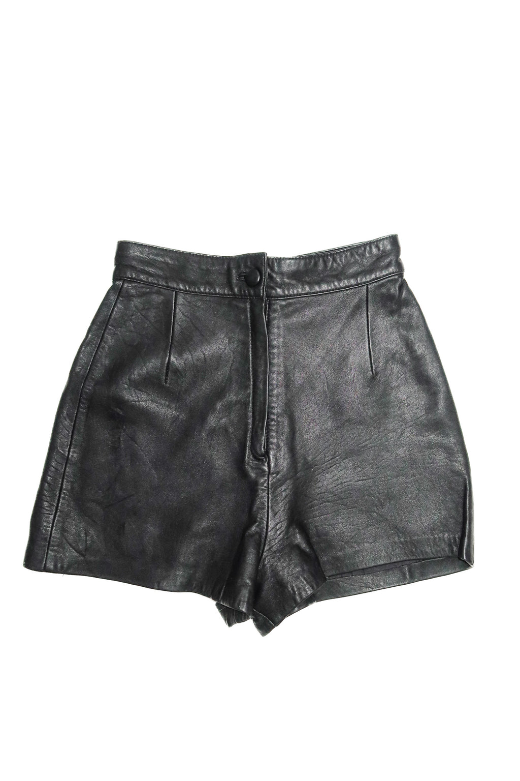 1980's leather high-waisted shorts black.
