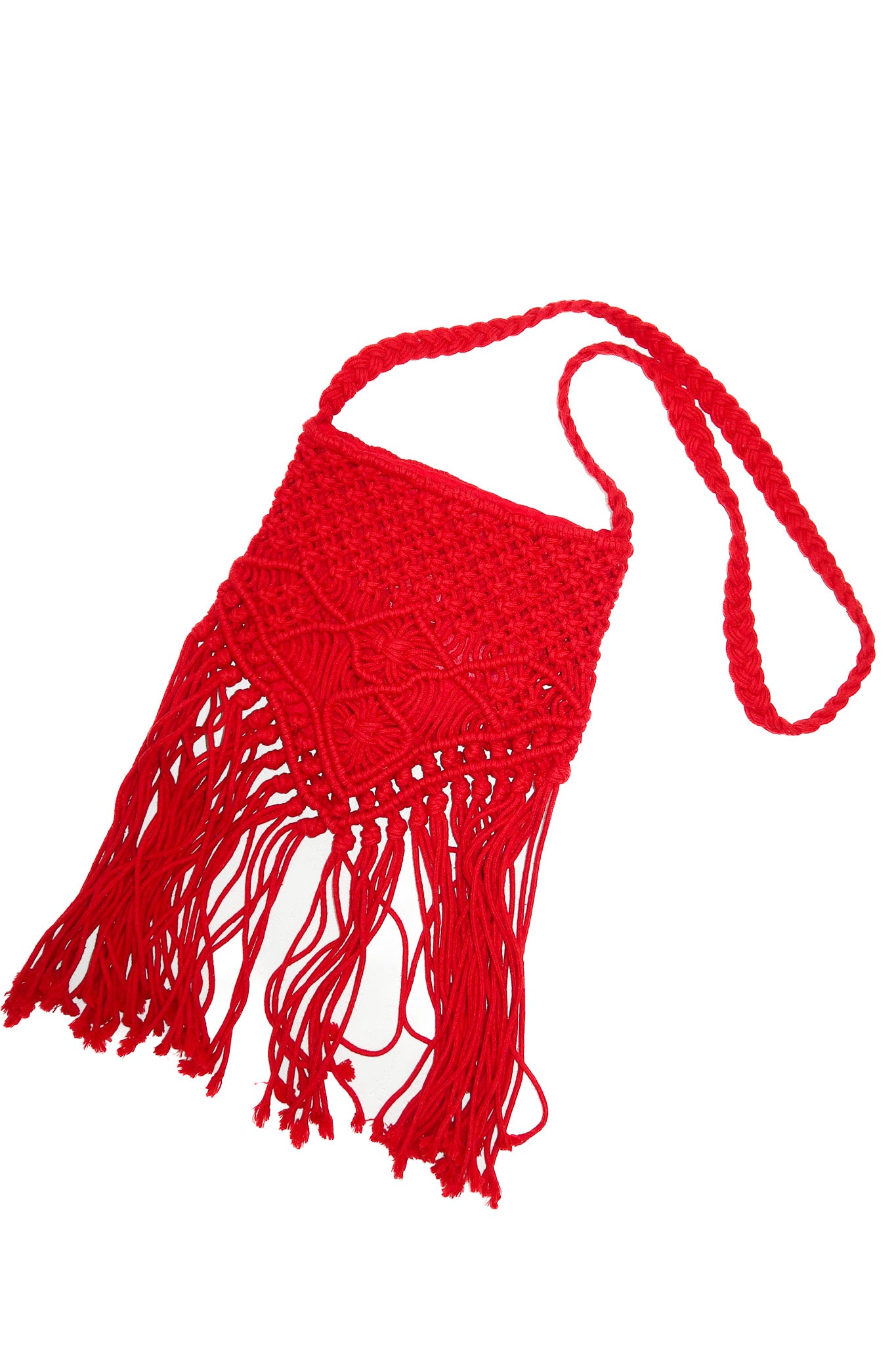 amber rose crochet tassel crossbody bag red.