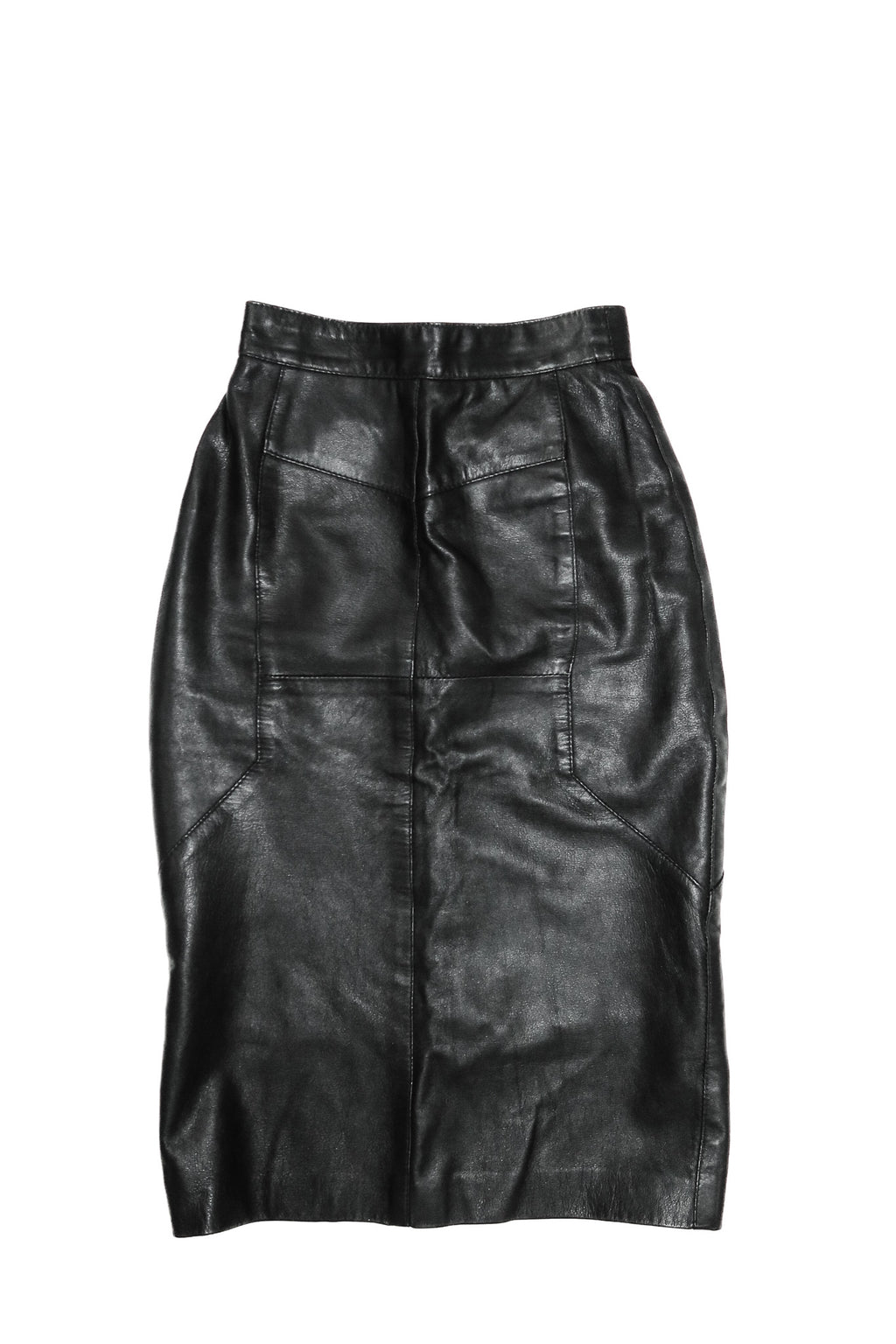atelier leather midi pencil skirt black.