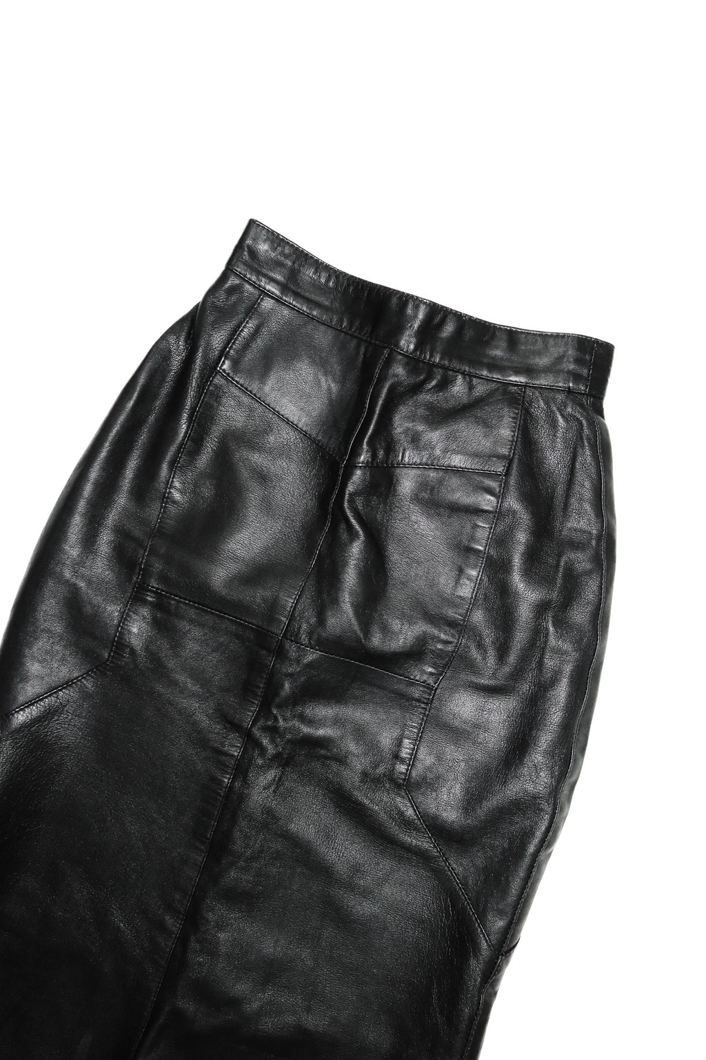 atelier leather midi pencil skirt black.