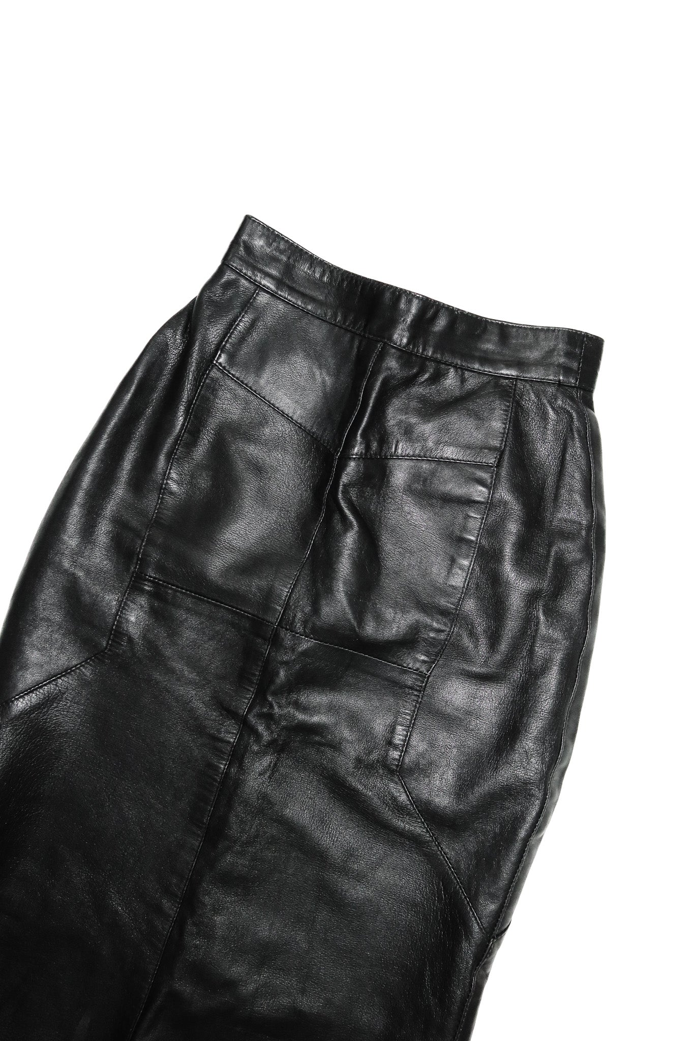 atelier leather midi pencil skirt black.