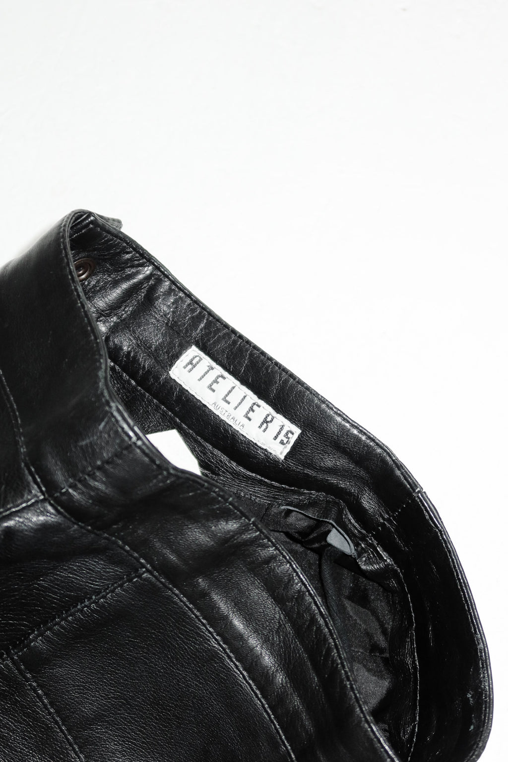 atelier leather midi pencil skirt black.