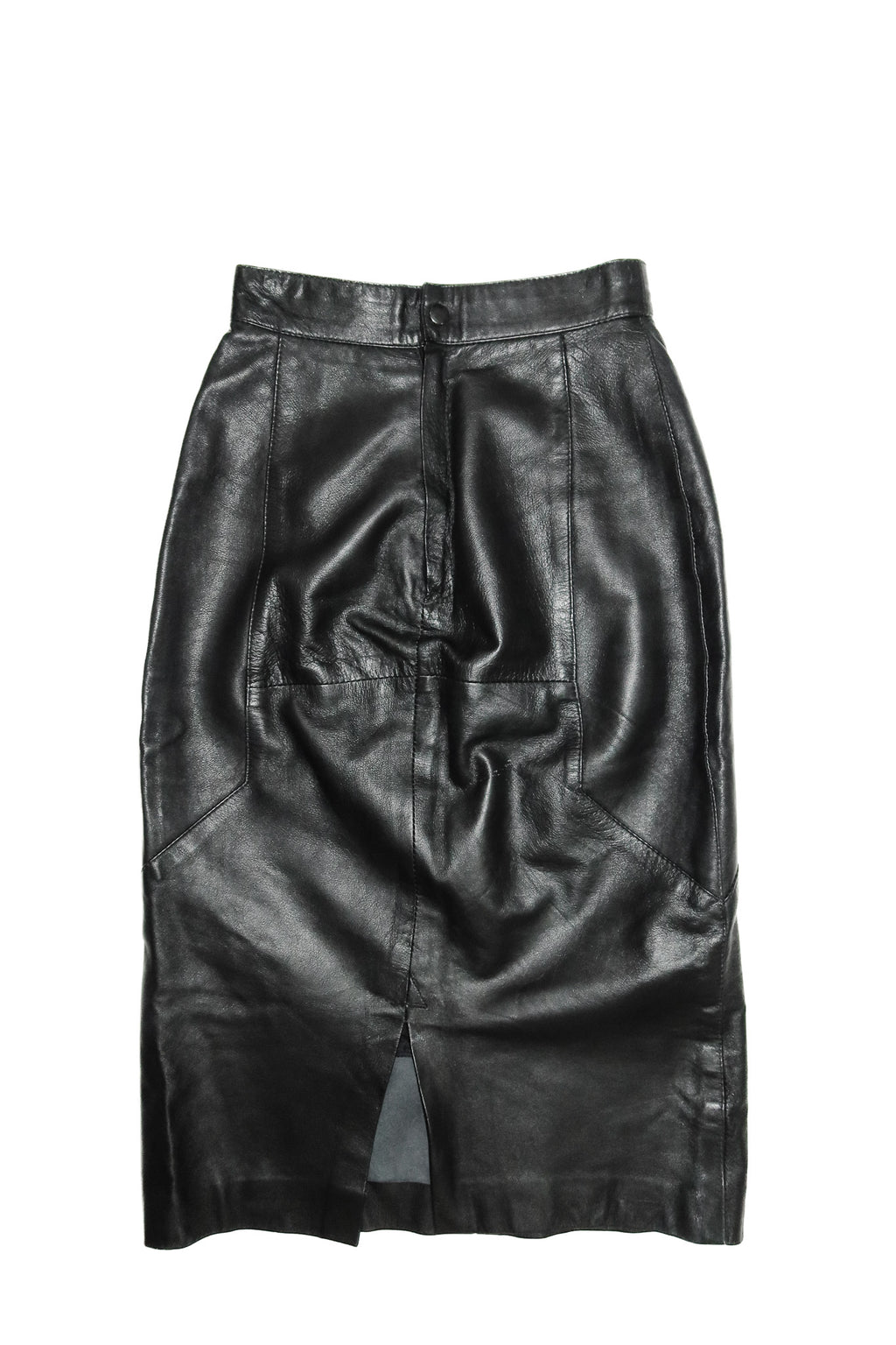 atelier leather midi pencil skirt black.