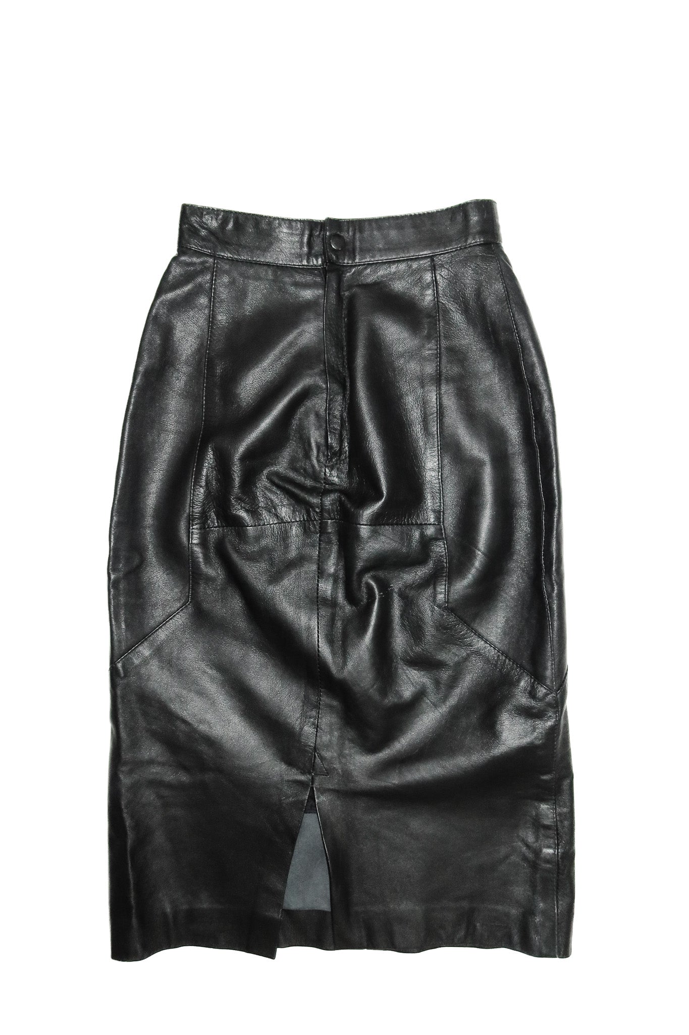 atelier leather midi pencil skirt black.