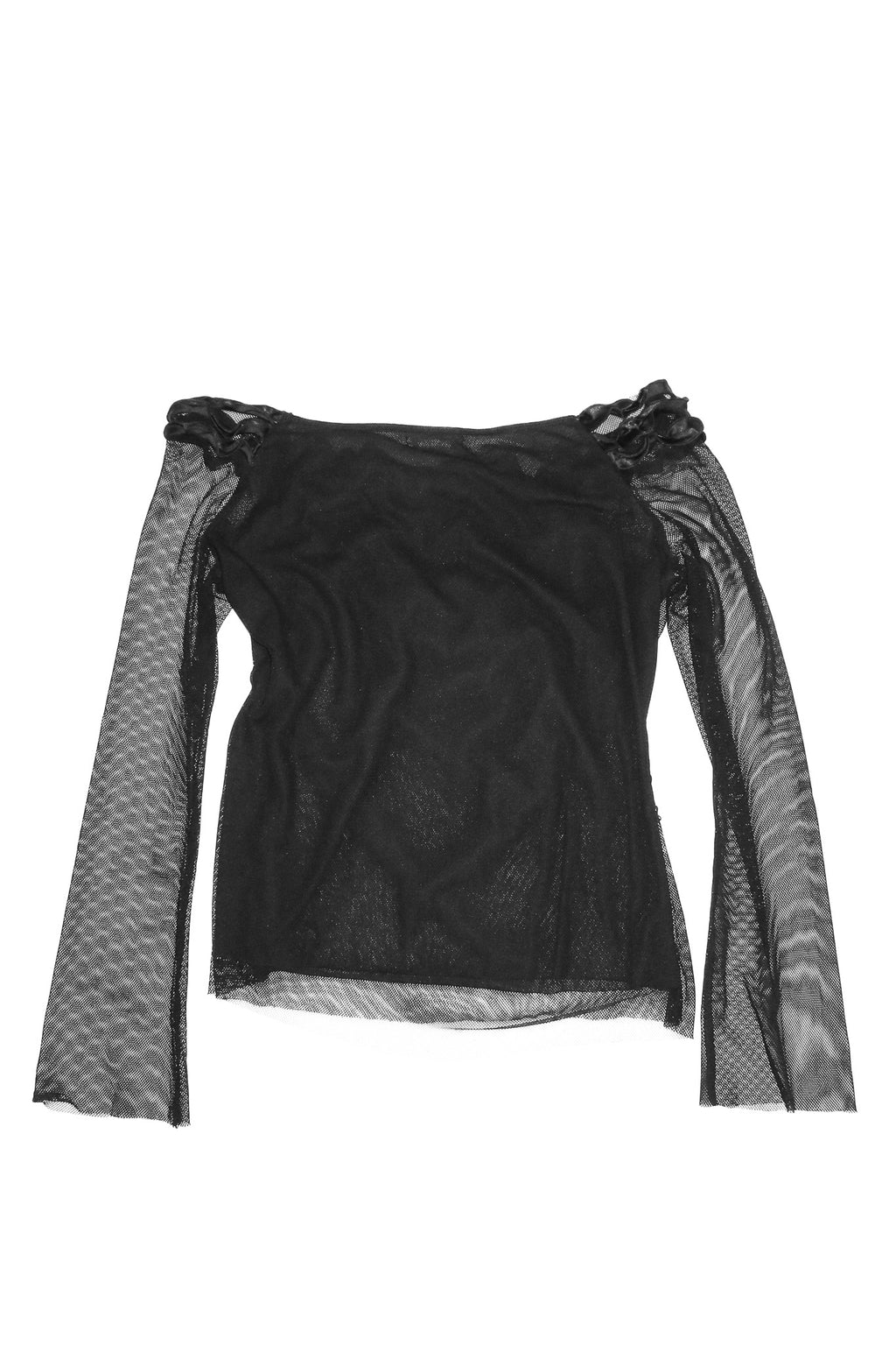 silver leaf mesh long sleeve top black.
