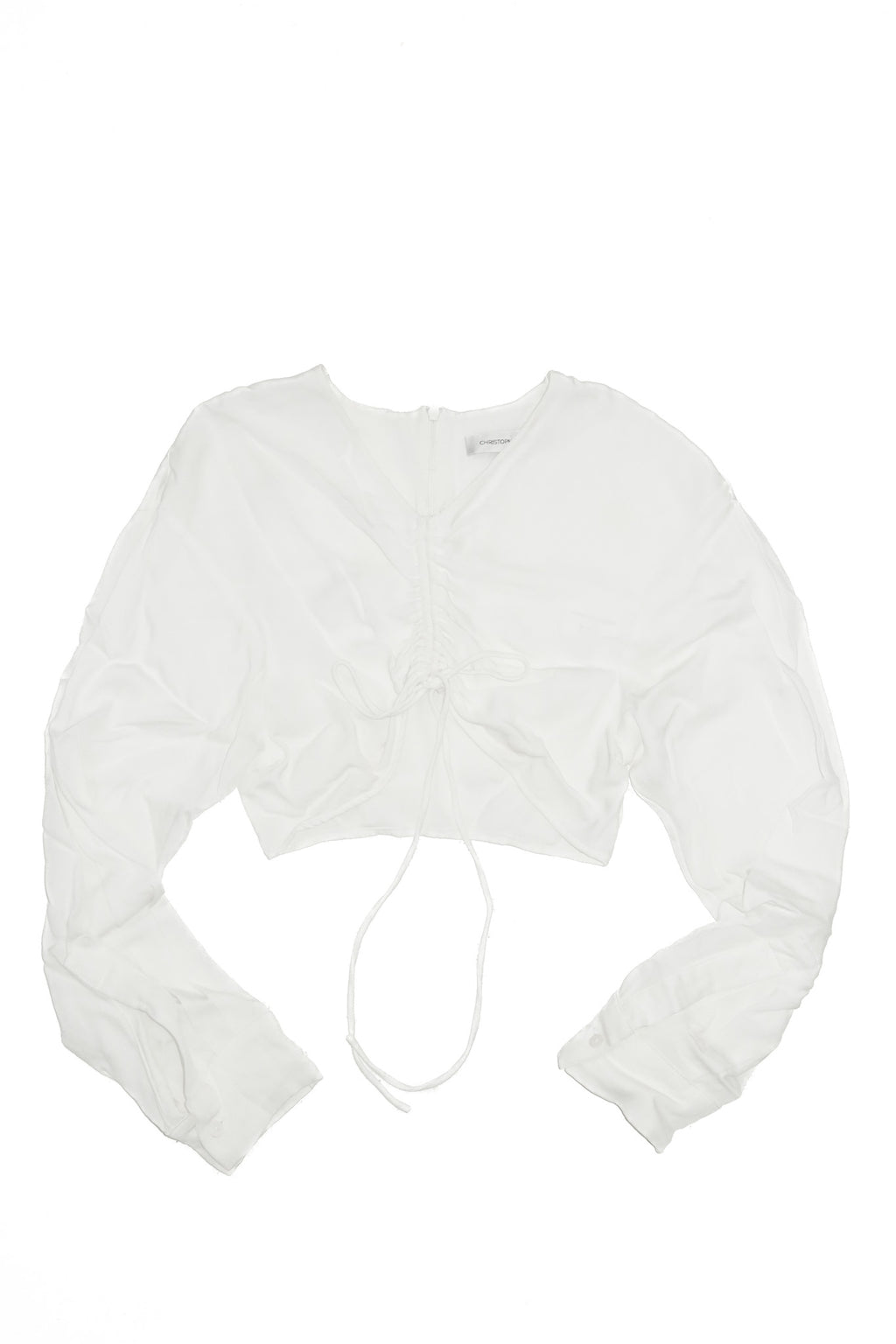 christopher esber ruched long sleeve t-shirt white.