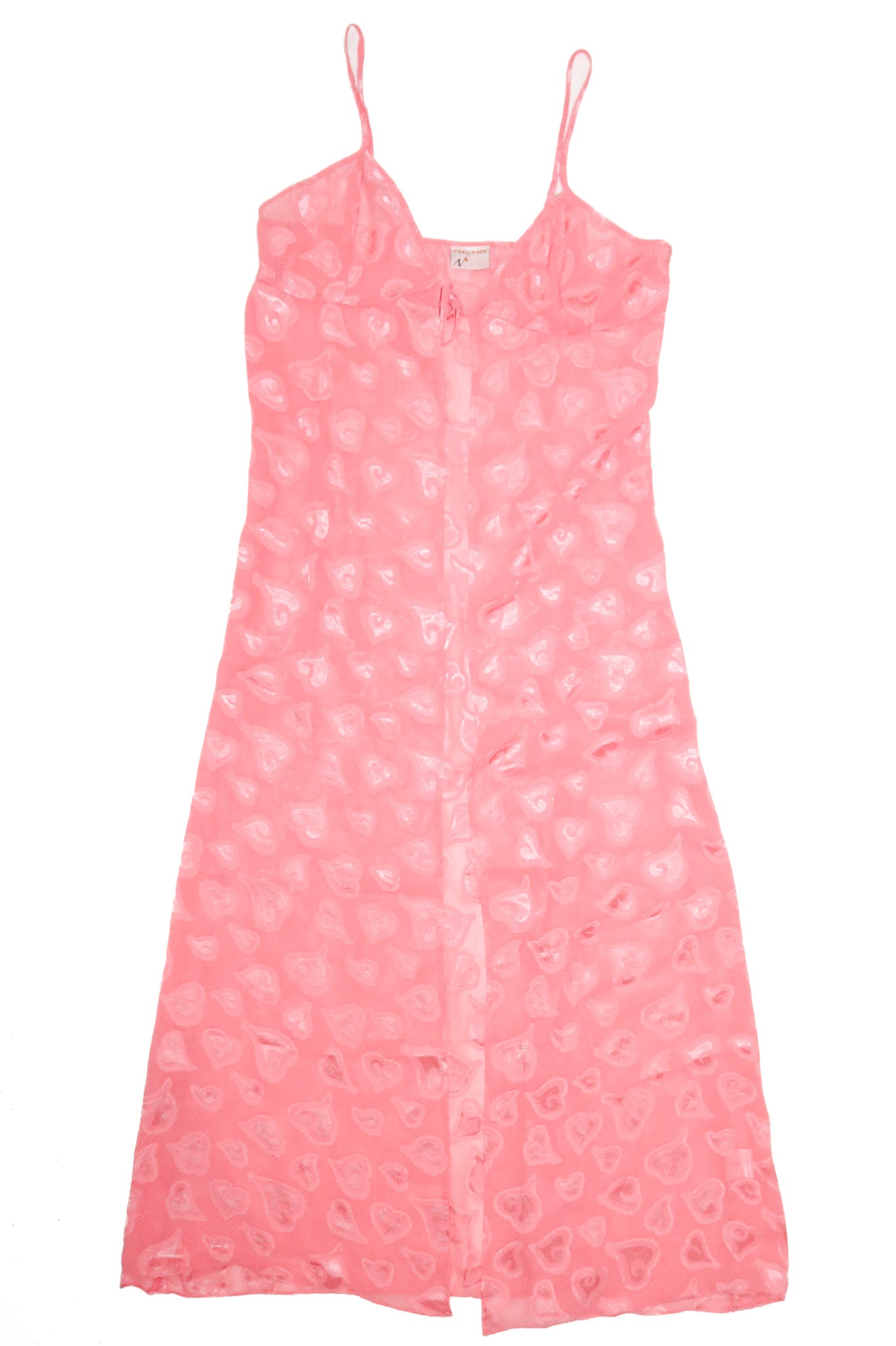 feel free sheer heart print maxi robe pink.