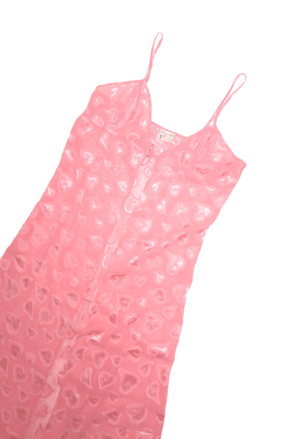 feel free sheer heart print maxi robe pink.