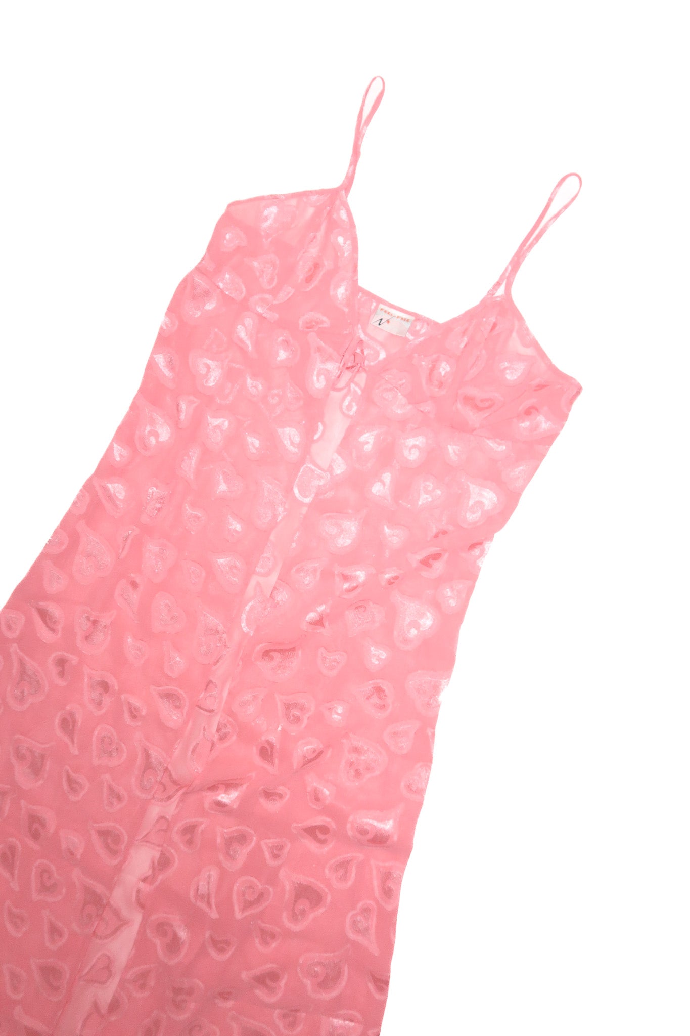 feel free sheer heart print maxi robe pink.