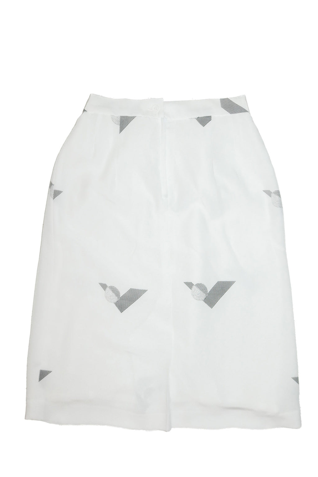 1980’s minimal high waisted midi skirt white.