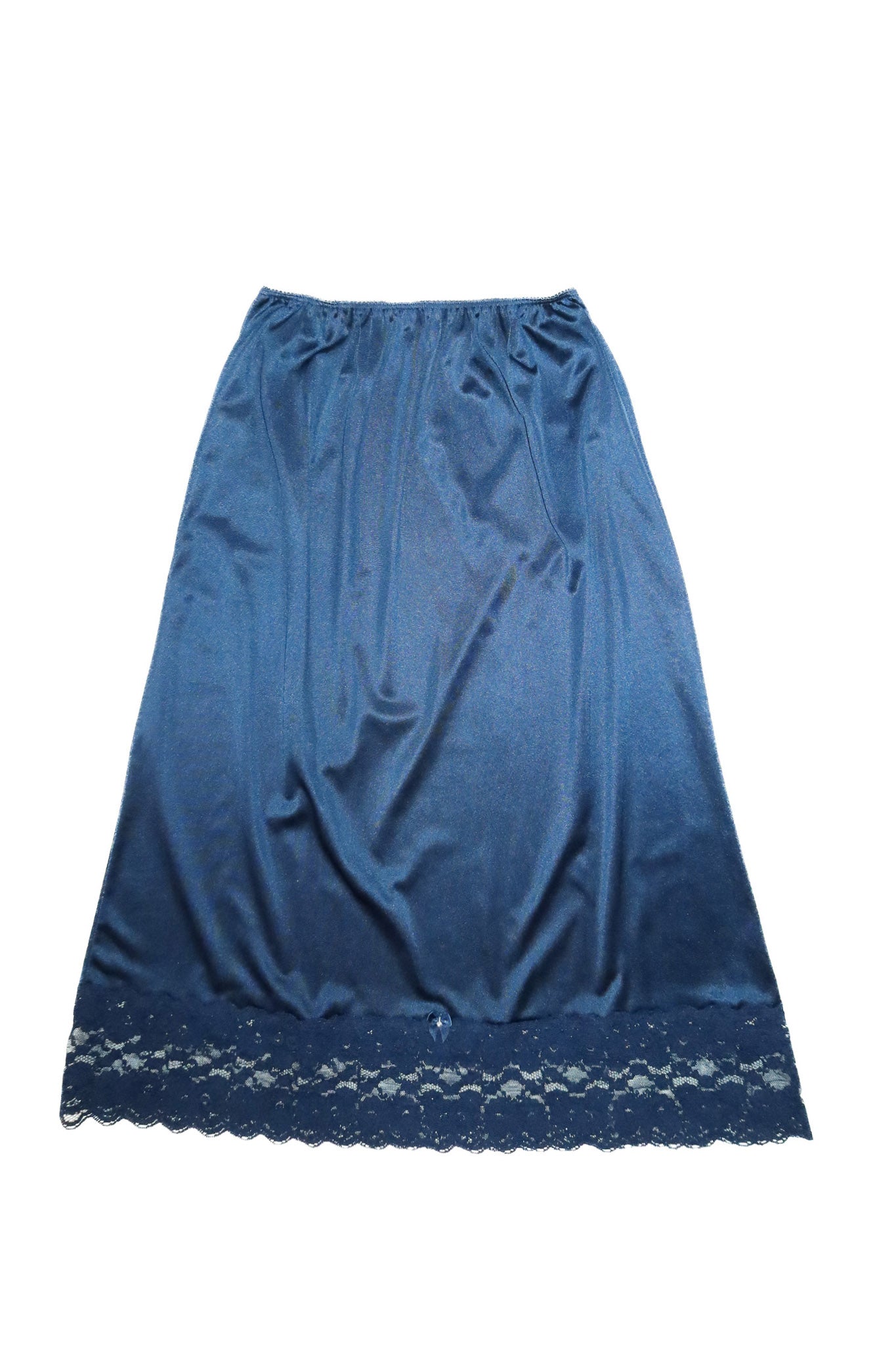 1990’s innocenti satin lace slip skirt blue.