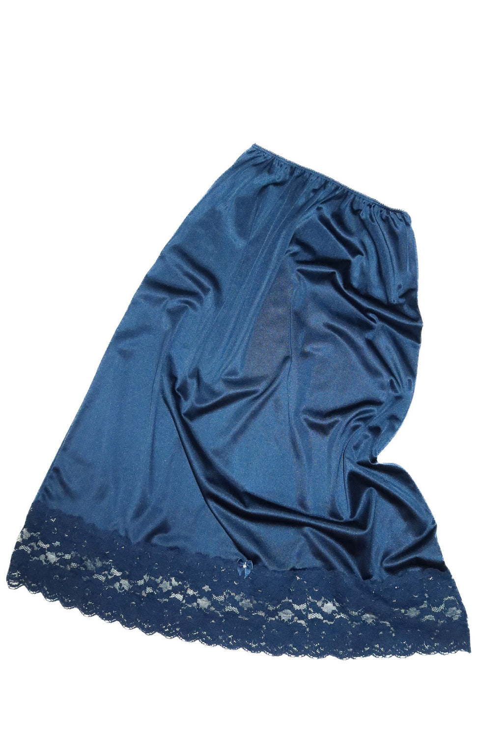 1990’s innocenti satin lace slip skirt blue.
