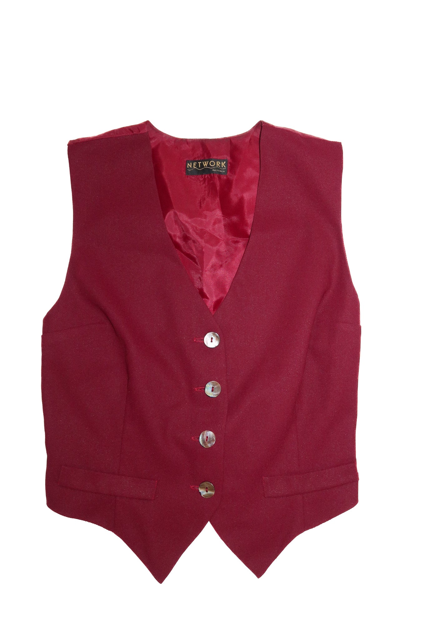 network tailored vest & pants set burgundy.
