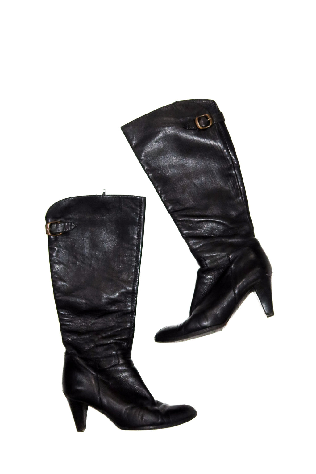 unsigned leather knee-high boots black.