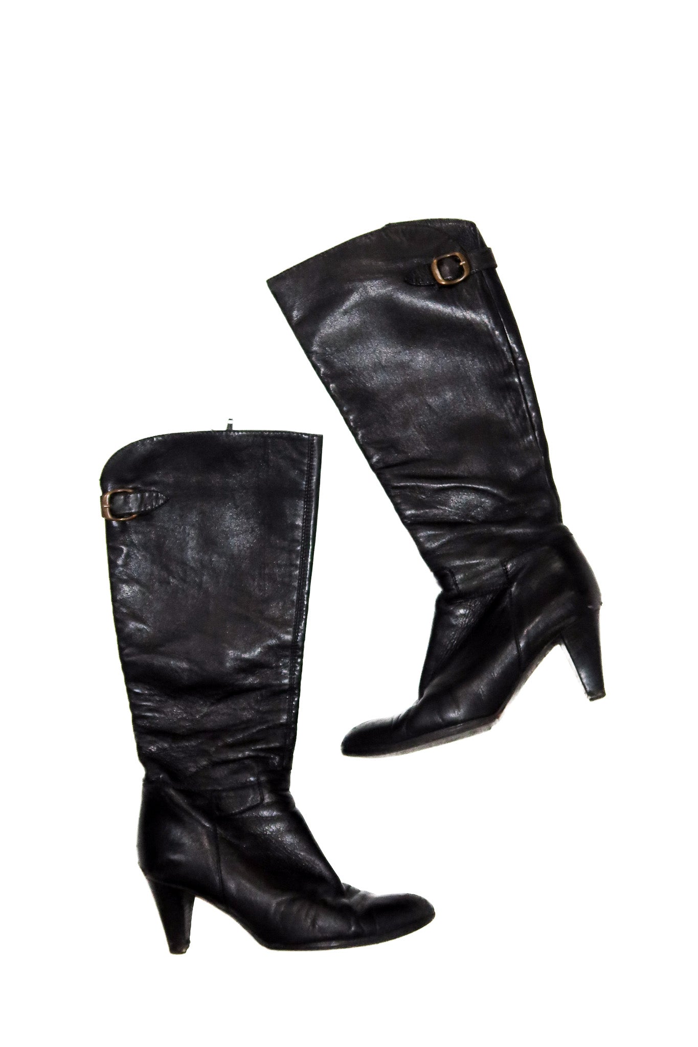 unsigned leather knee-high boots black.