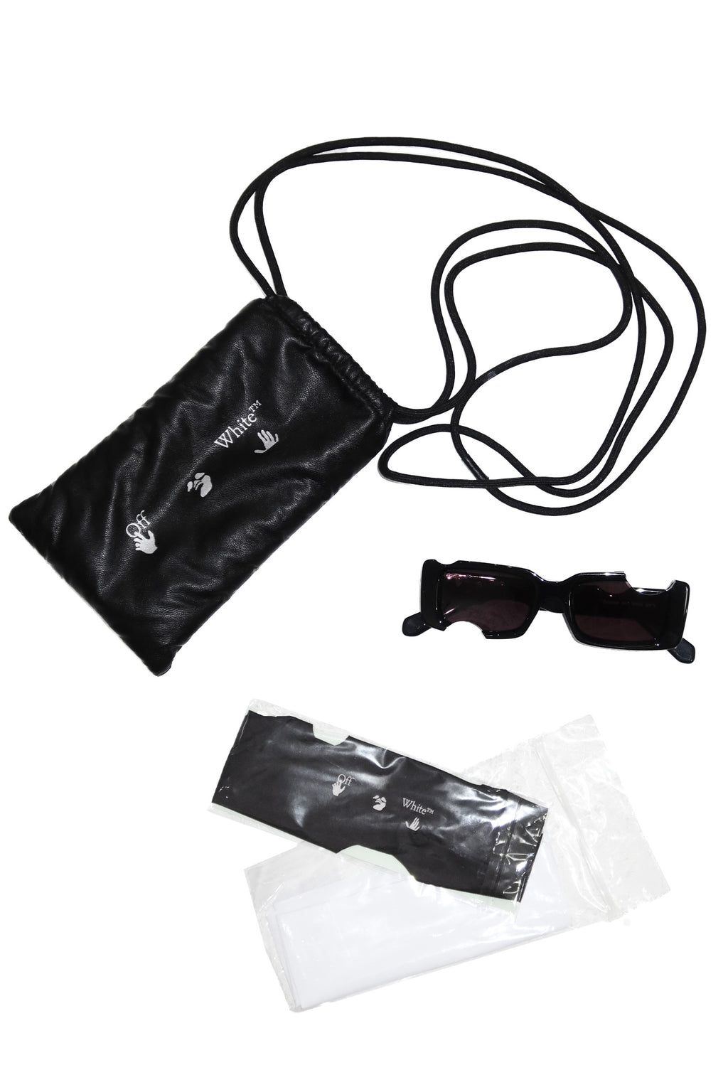 off-white cady cut-out rectangular frame sunglasses black.