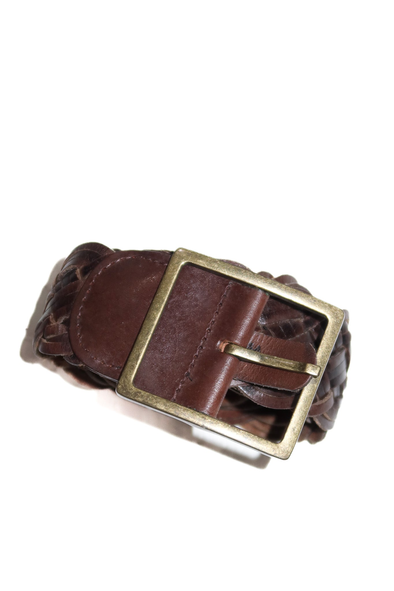 woolworths 80's leather braided belt brown.