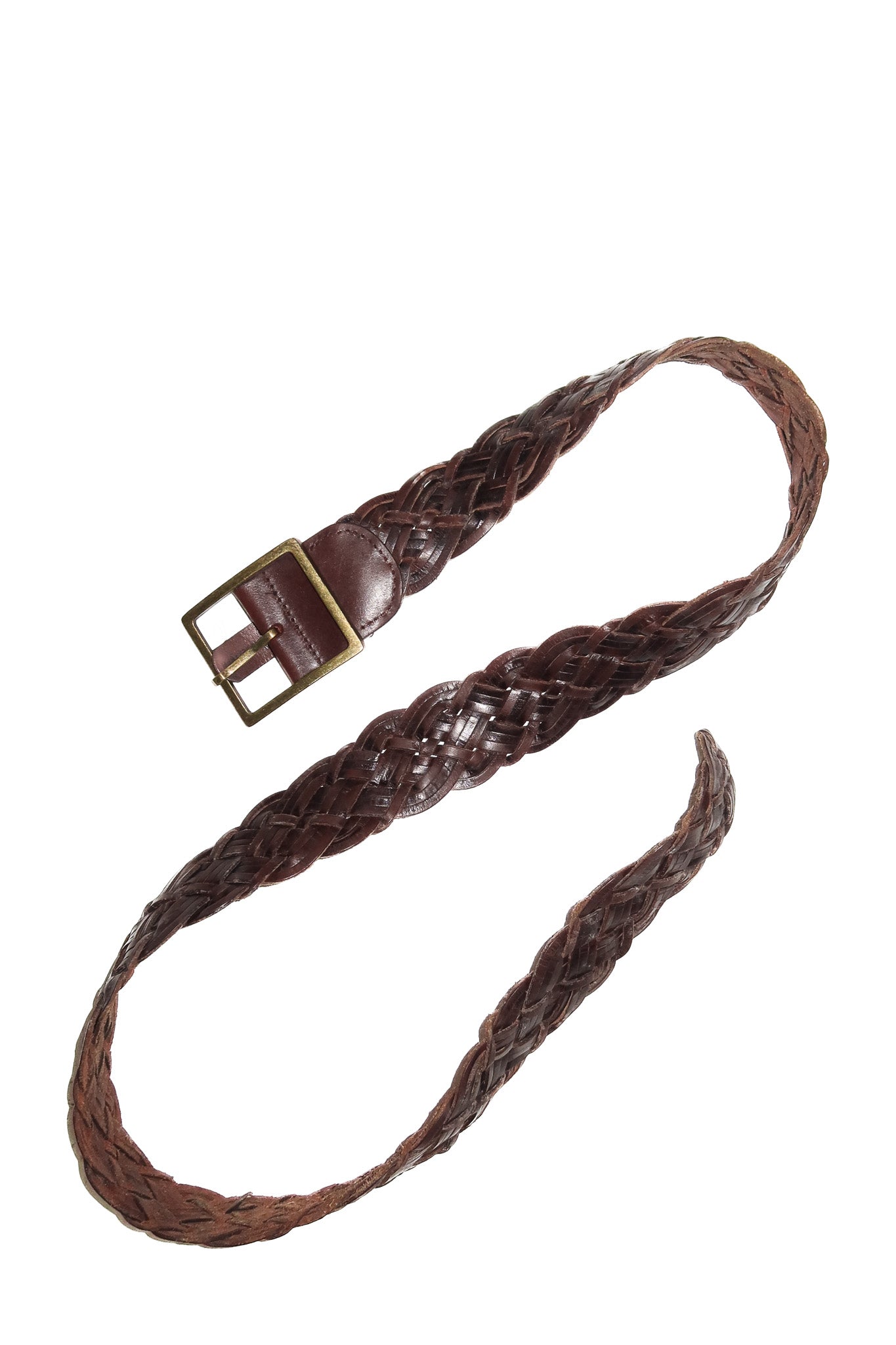 woolworths 80's leather braided belt brown.