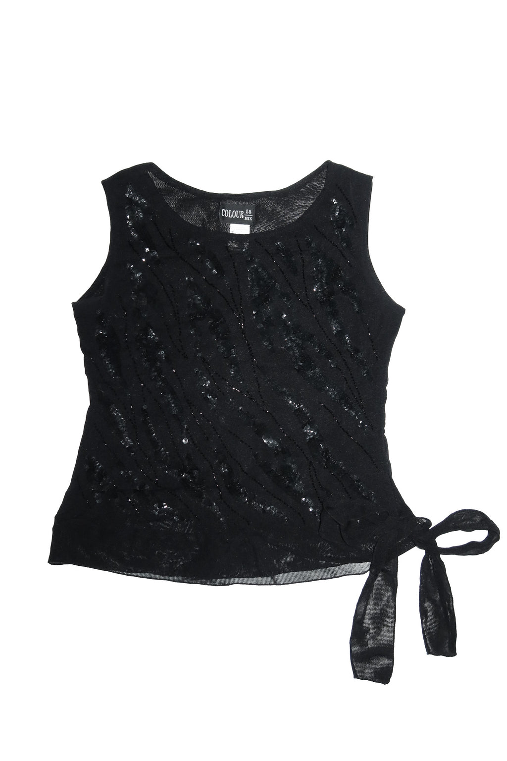 colour sequin tank top black.
