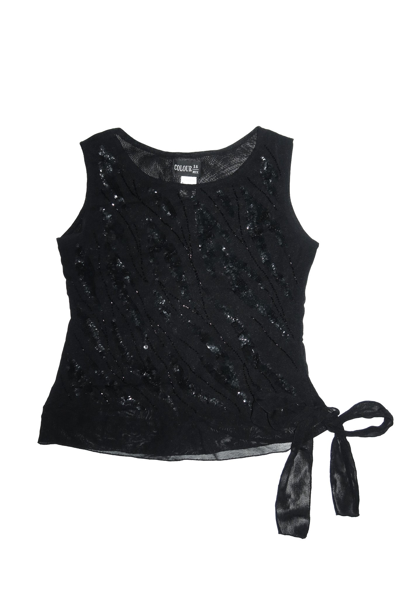 colour sequin tank top black.