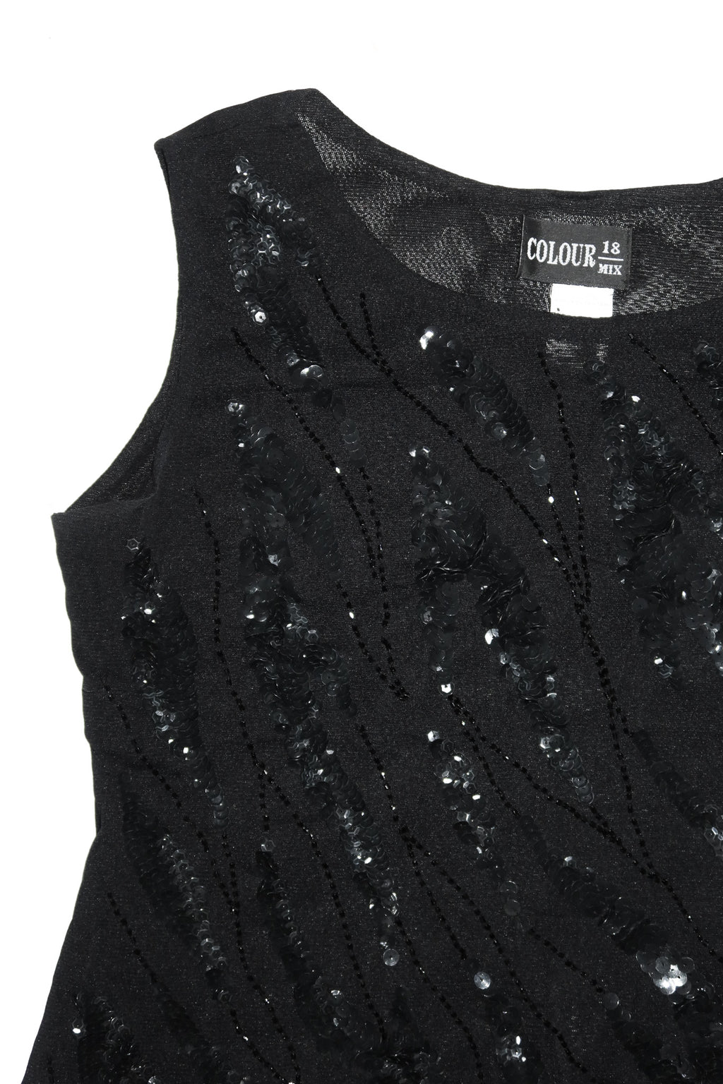 colour sequin tank top black.