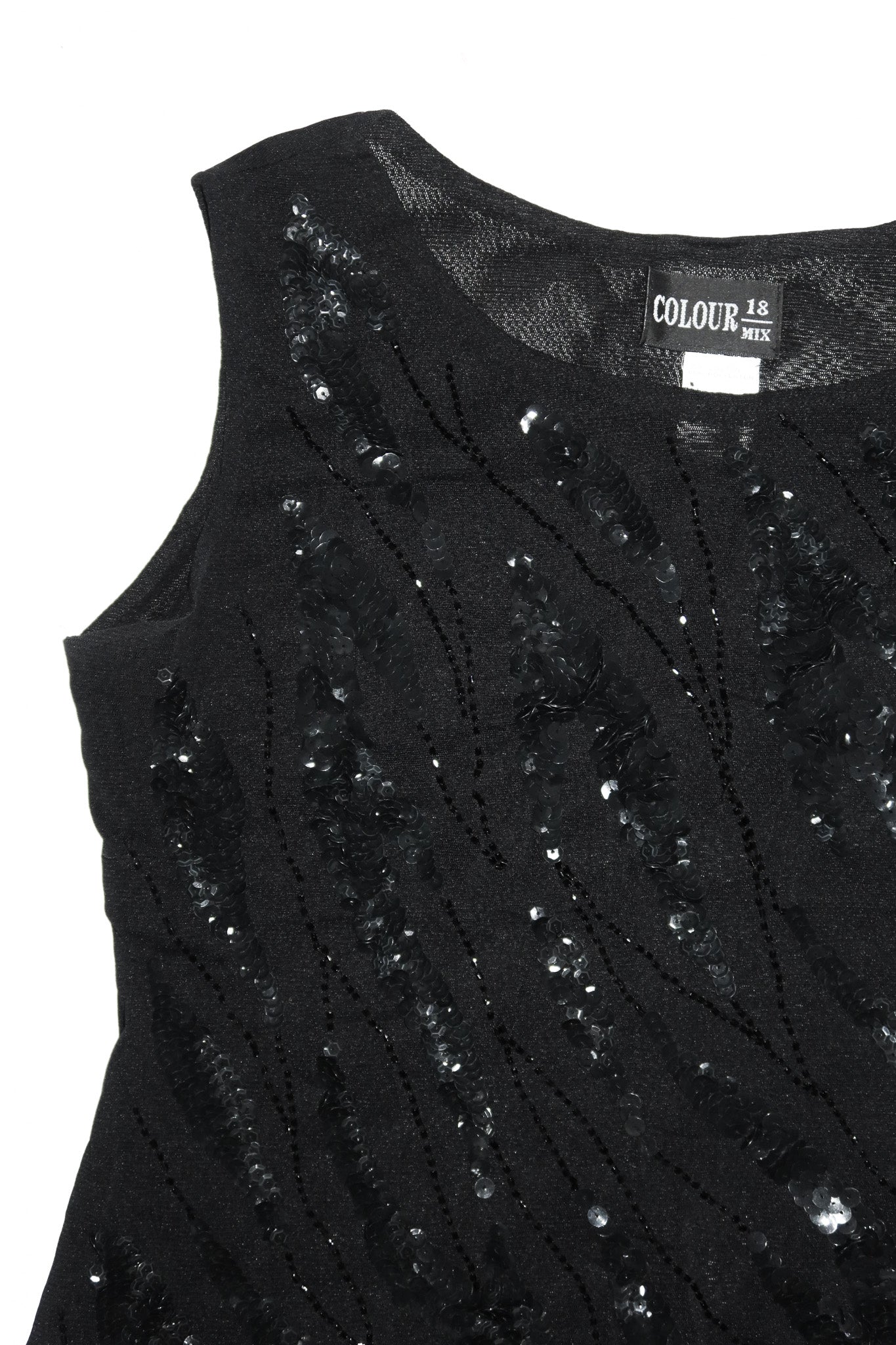 colour sequin tank top black.