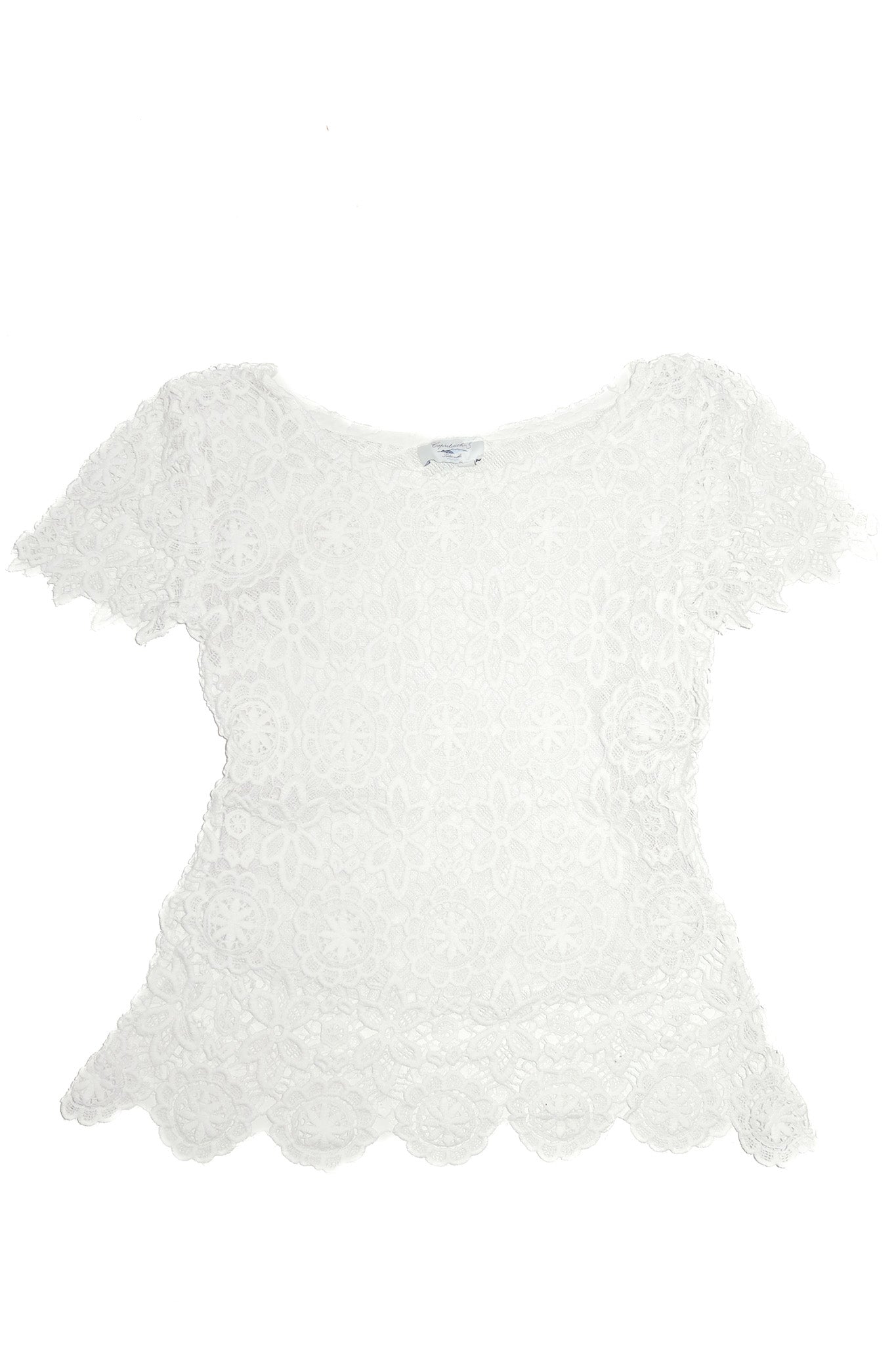 capritouch lace half sleeve crochet top white.