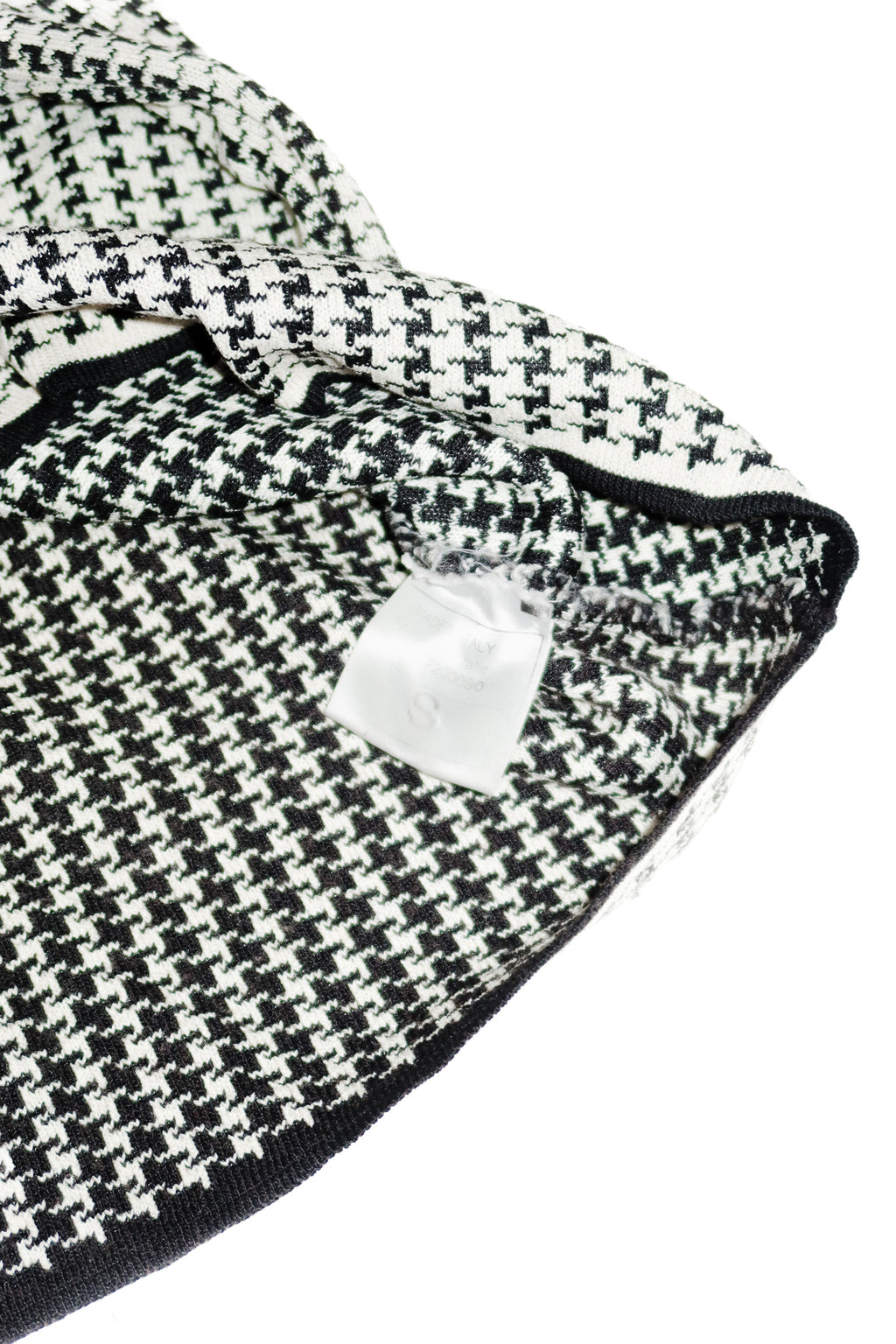 christian dior wool knit houndstooth top black/ivory.