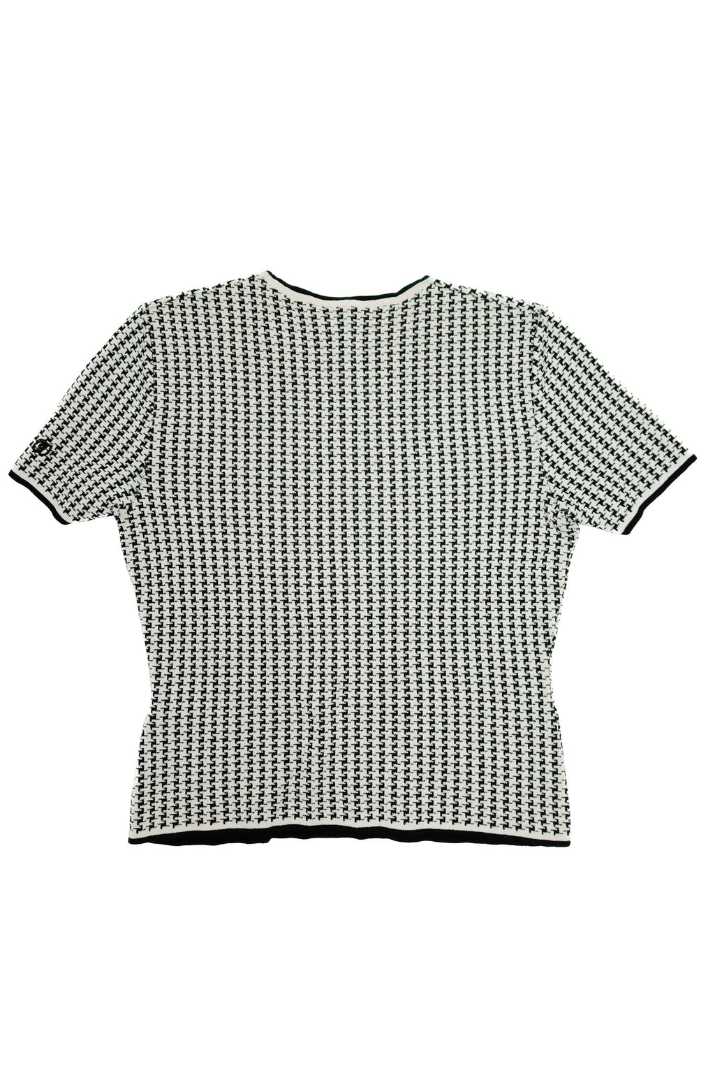 christian dior wool knit houndstooth top black/ivory.