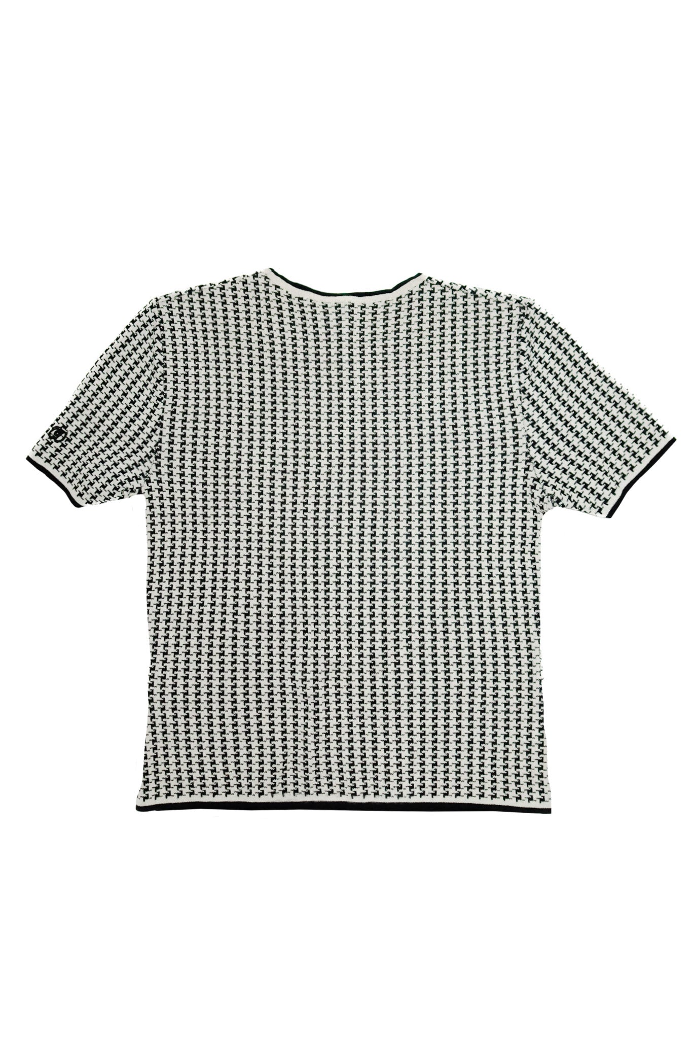 christian dior wool knit houndstooth top black/ivory.