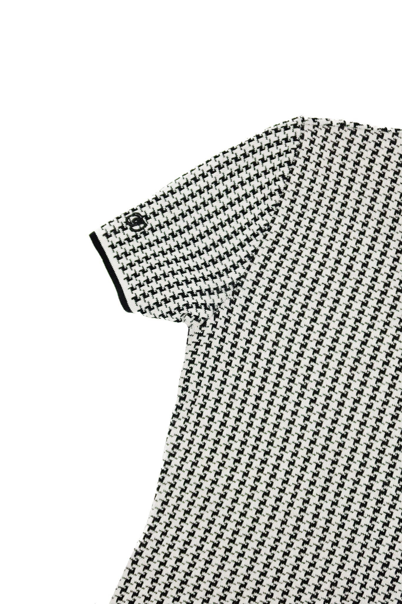 christian dior wool knit houndstooth top black/ivory.