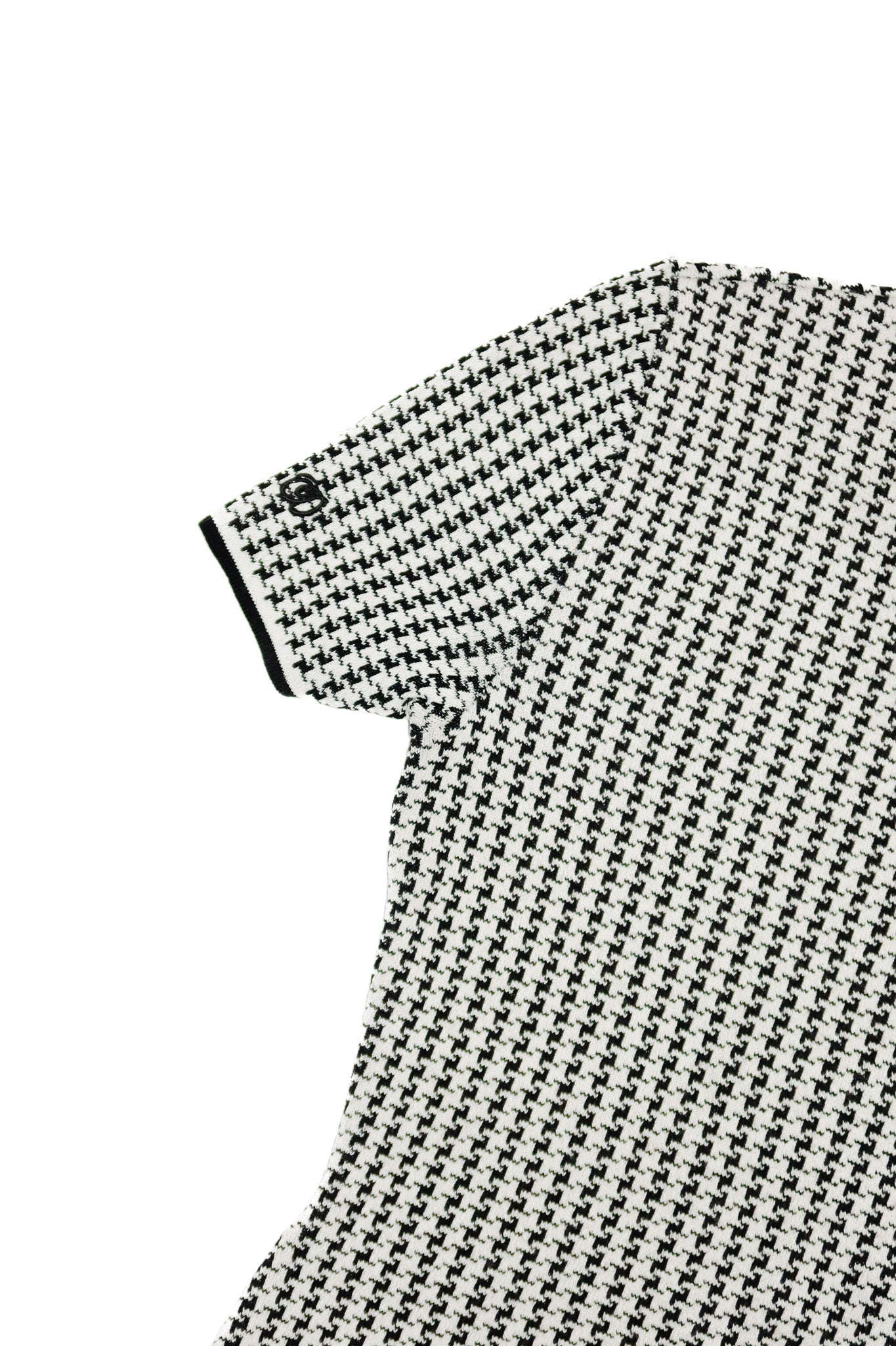 christian dior wool knit houndstooth top black/ivory.