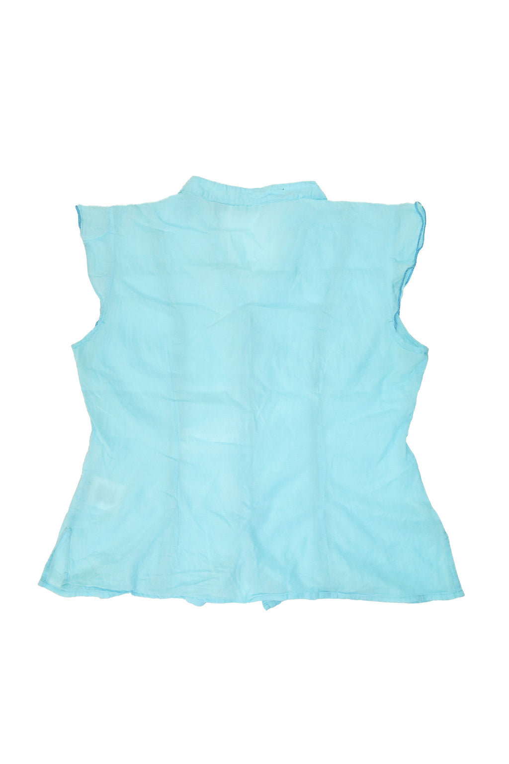2000’s orientique sheer cotton blouse aqua blue.