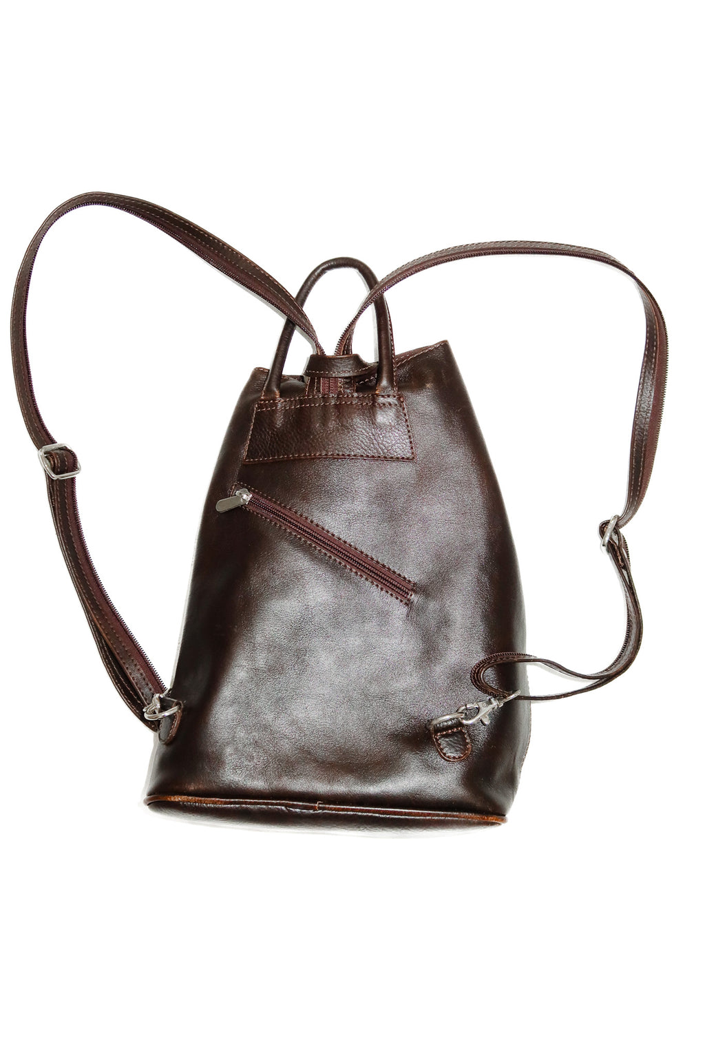 unsigned italian leather mini backpack dark brown.