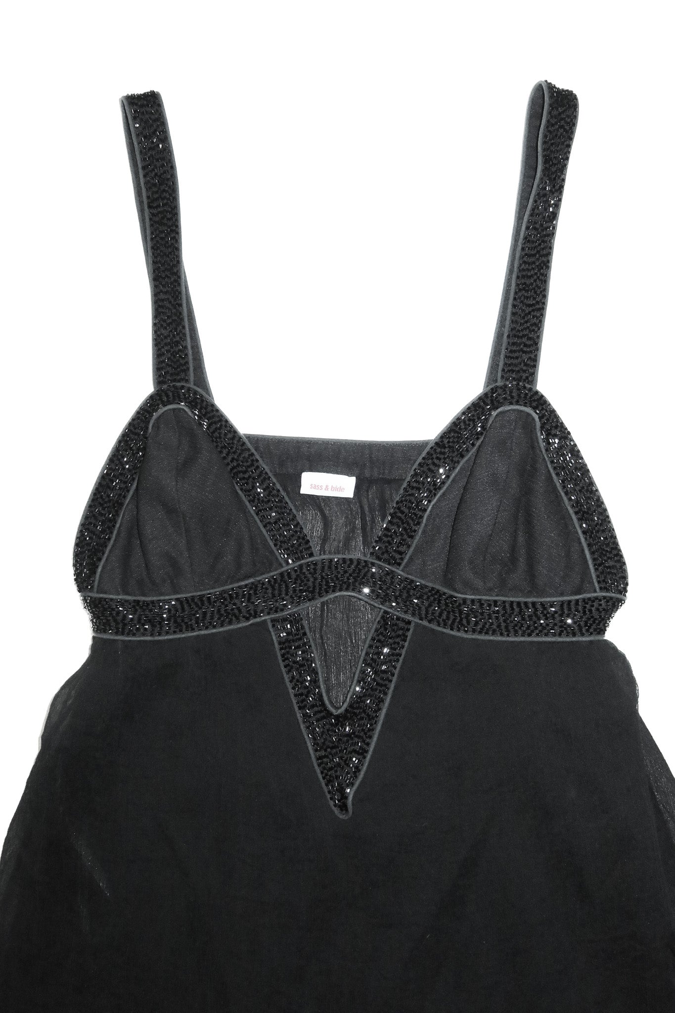 2000’s sass & bide beaded silk cami black.