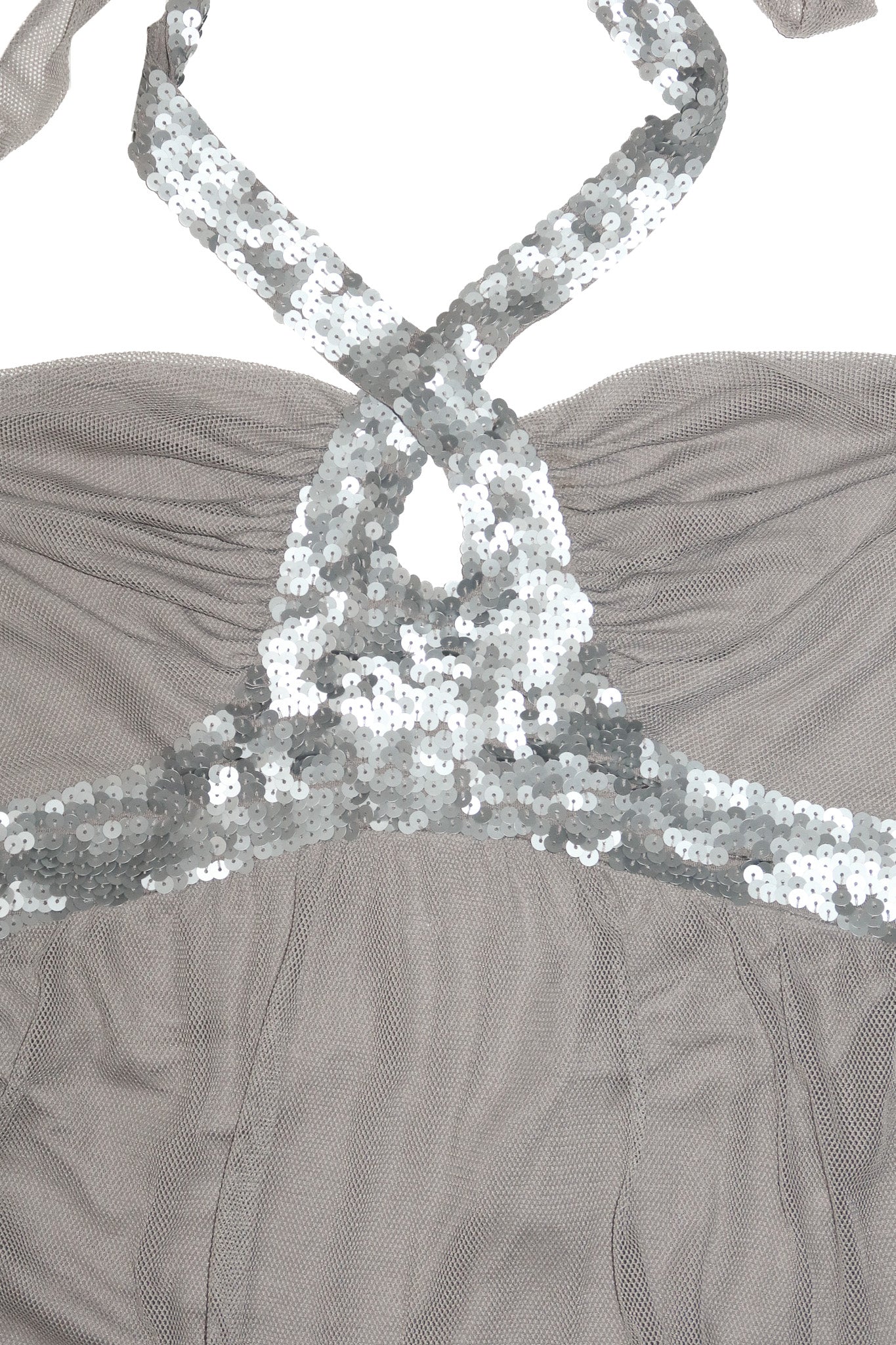 2000’s deadstock linda de morrer sequin mesh halter top taupe.