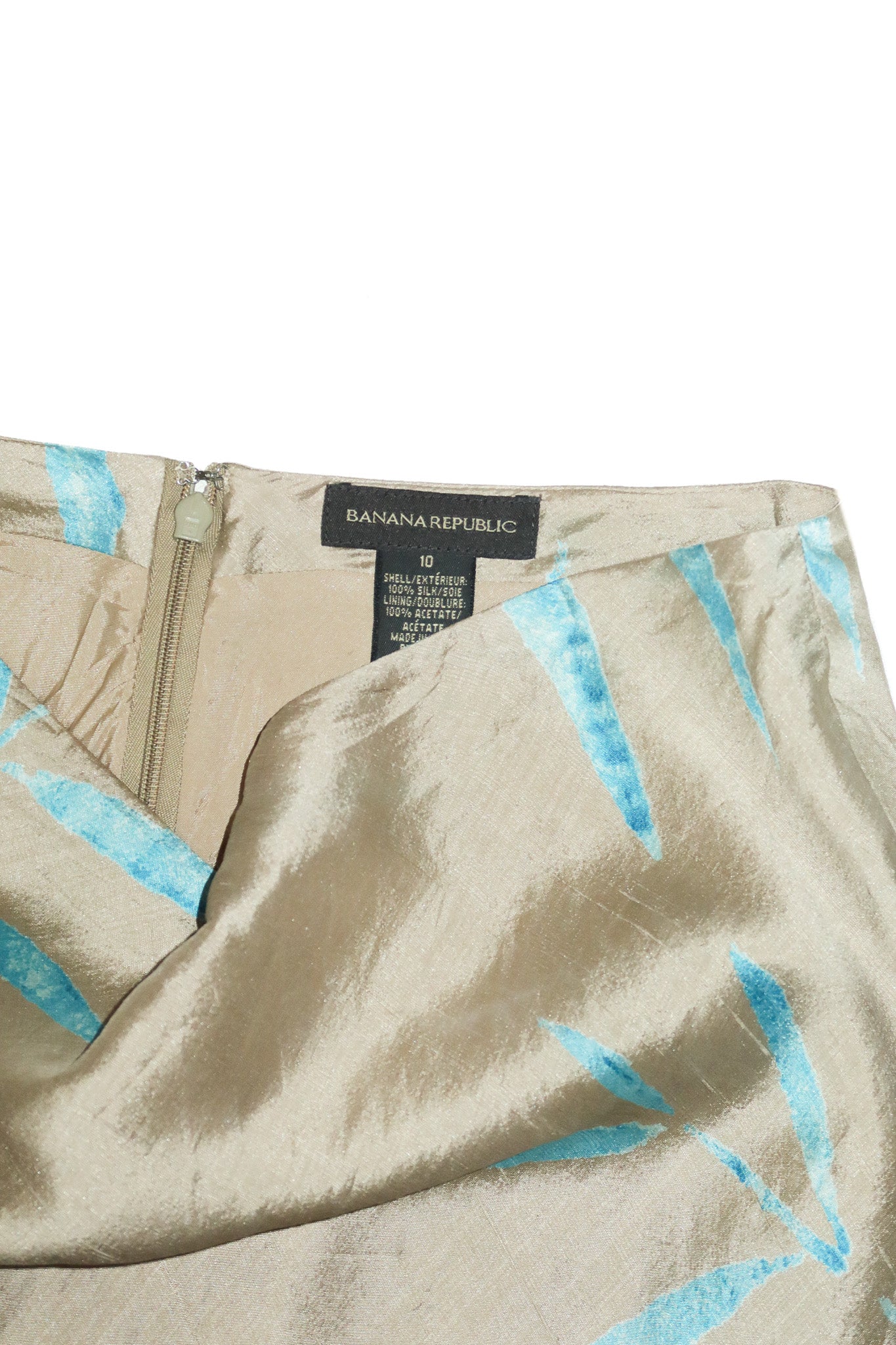 1990’s banana republic silk bamboo print midi skirt taupe.