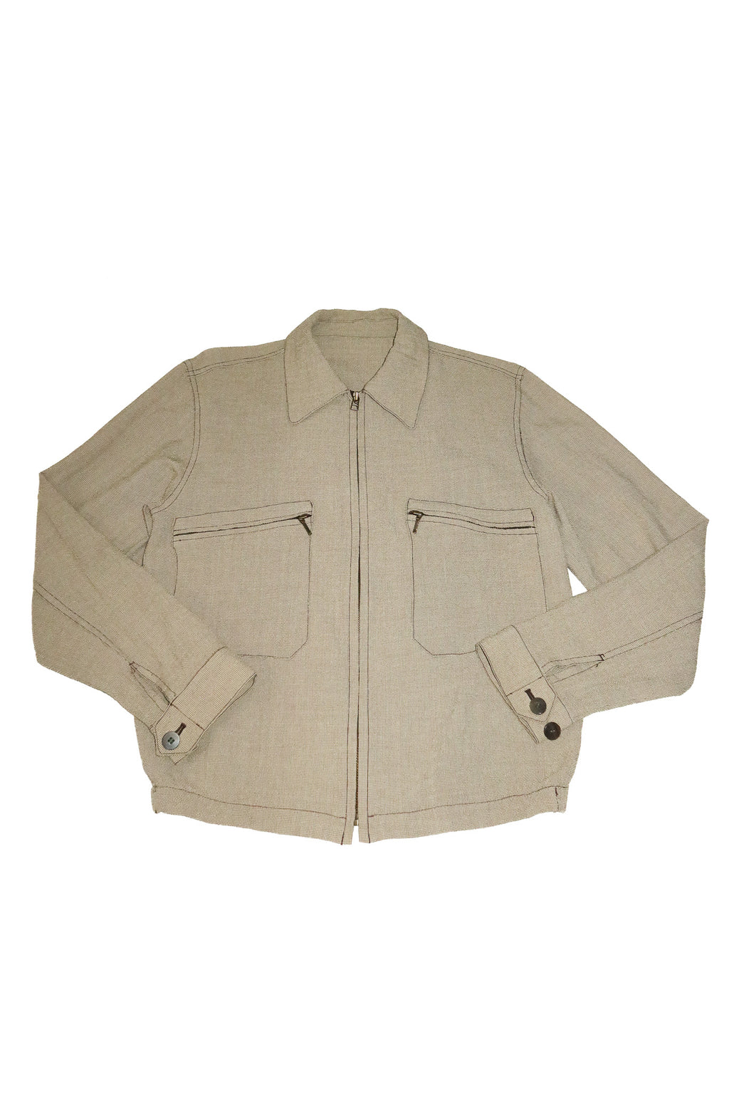 1990’s jun men textured utility zip jacket taupe.