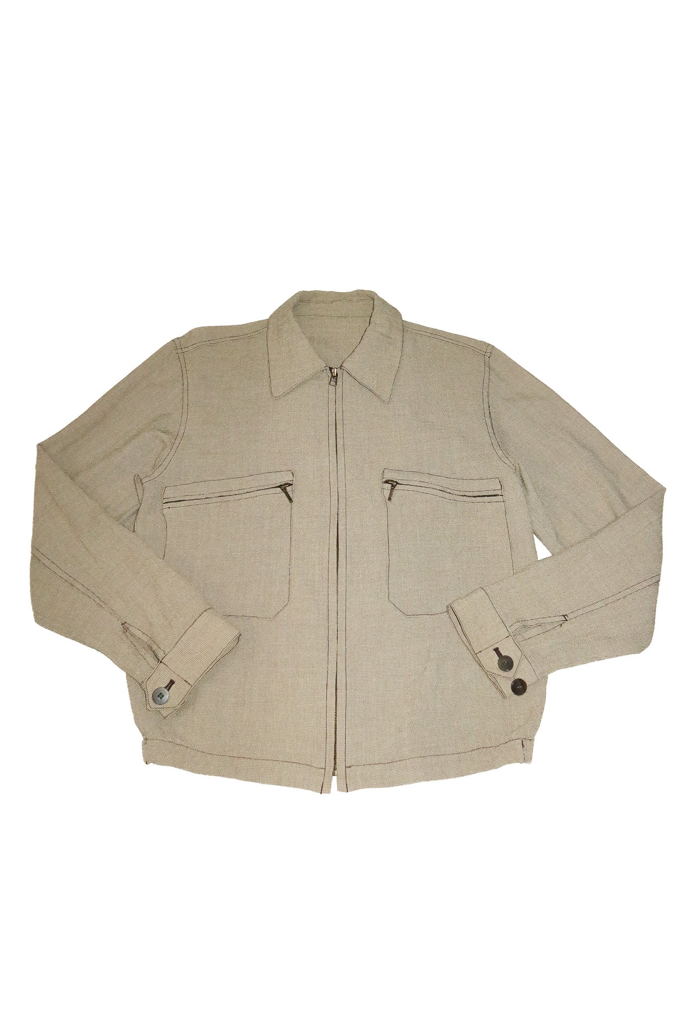 1990’s jun men textured utility zip jacket taupe.