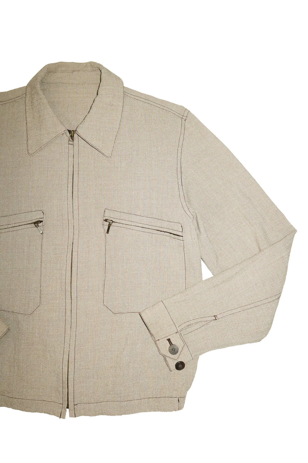 1990’s jun men textured utility zip jacket taupe.