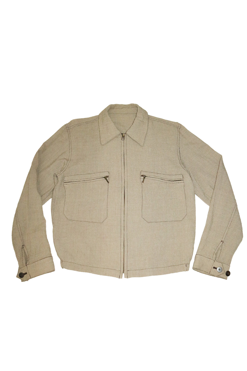 1990’s jun men textured utility zip jacket taupe.