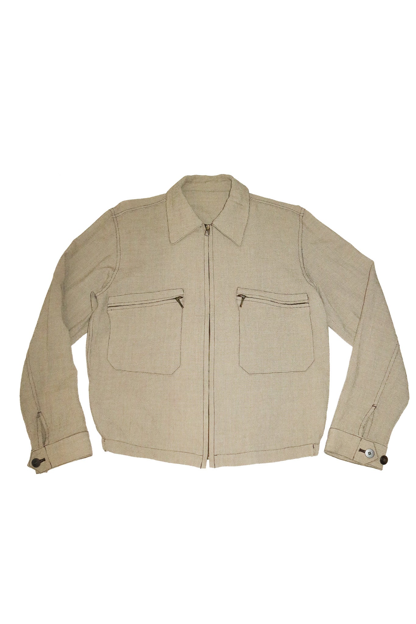 1990’s jun men textured utility zip jacket taupe.