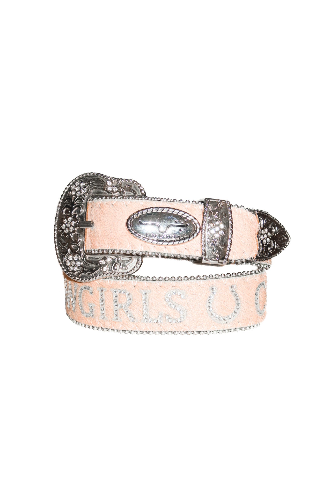 2000’s pure western ‘cowgirls’ pony hair leather diamante belt pink.