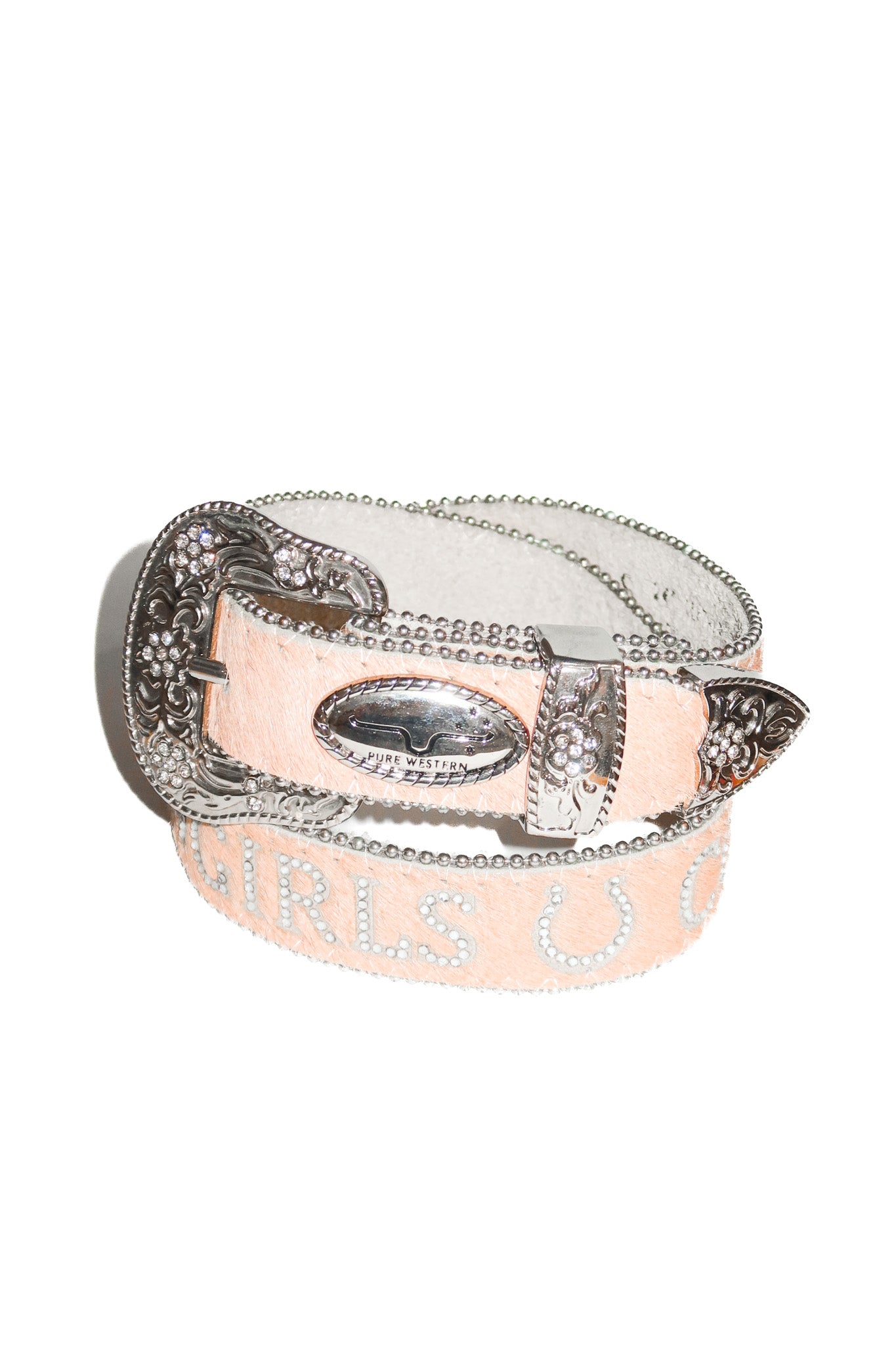 2000’s pure western ‘cowgirls’ pony hair leather diamante belt pink.