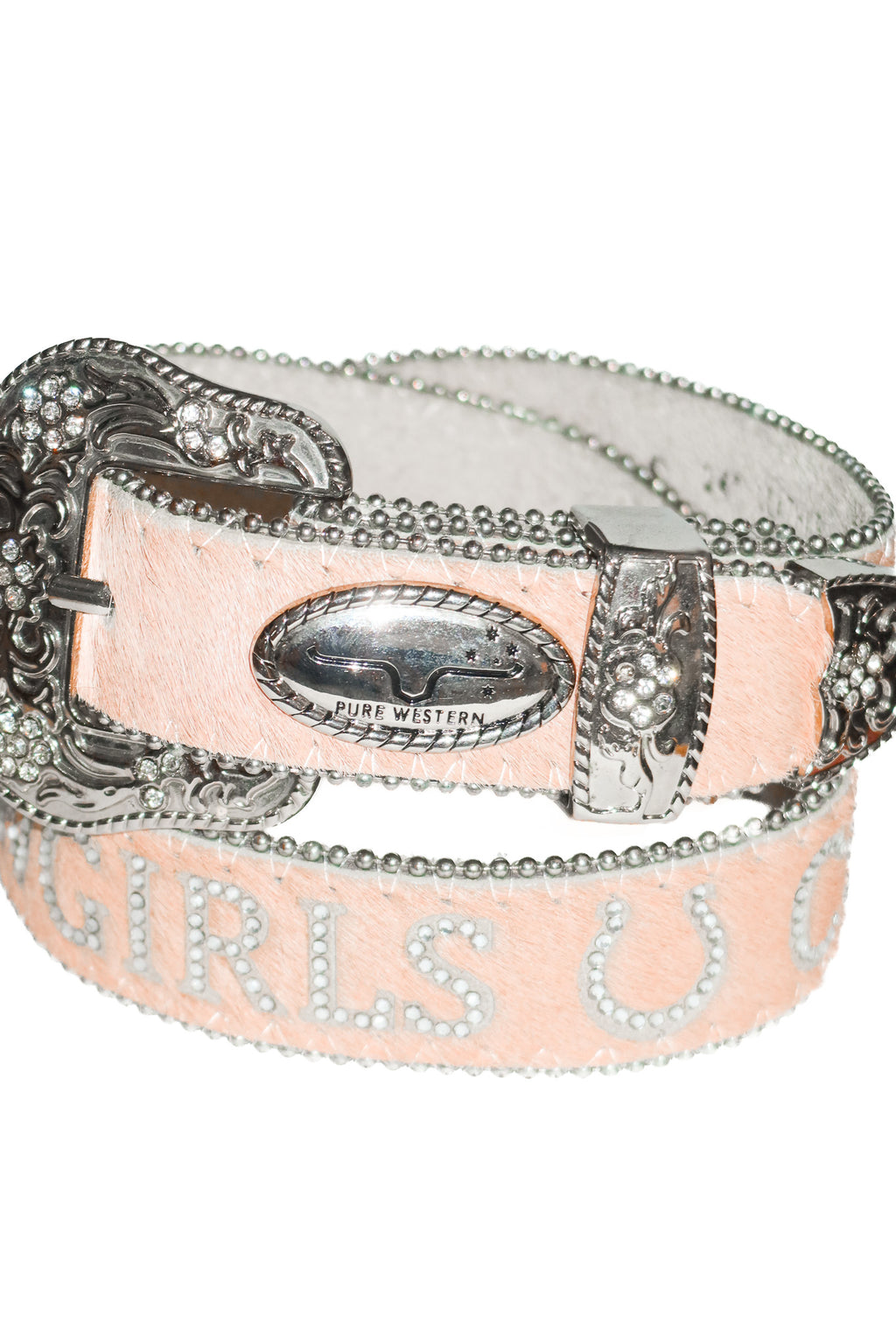 2000’s pure western ‘cowgirls’ pony hair leather diamante belt pink.