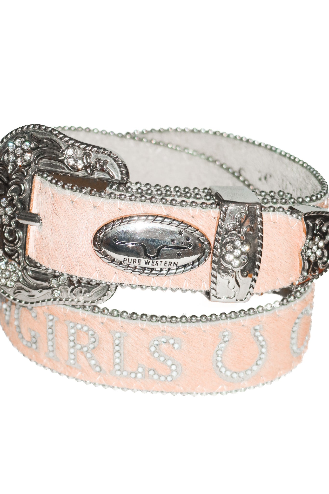 2000’s pure western ‘cowgirls’ pony hair leather diamante belt pink.
